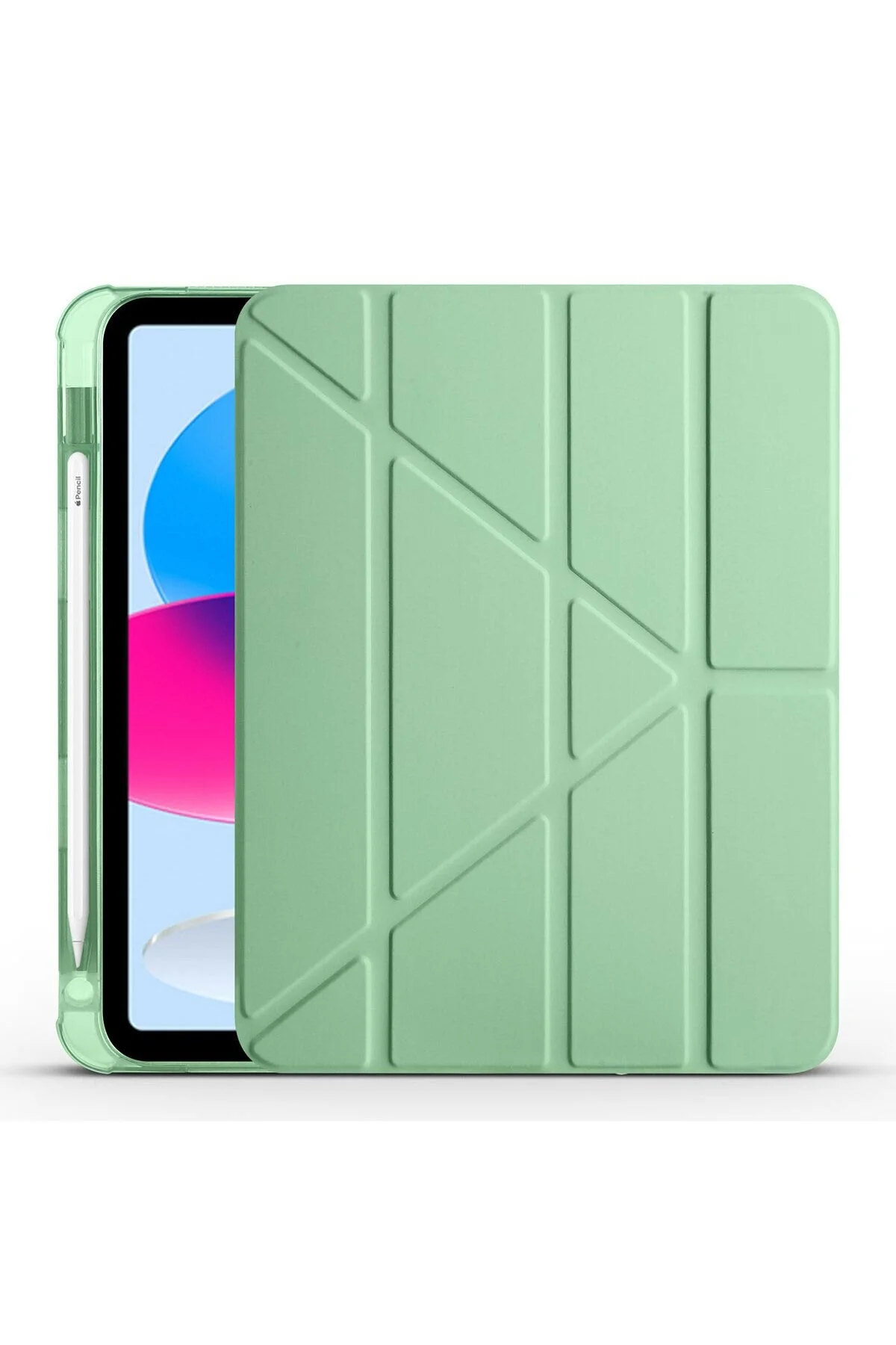 Apple iPad 10.9 2022 (10.Nesil) Kılıf  Tri Folding Kalem Bölmeli Standlı Kılıf
