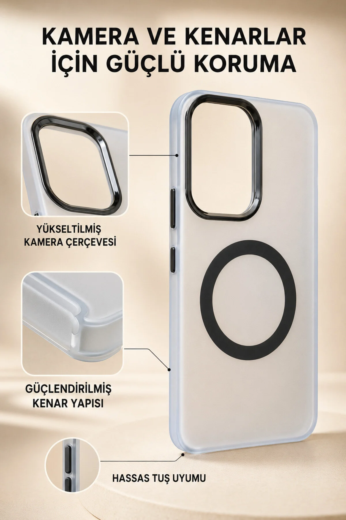 Redmi Note 13 4G MagSafe Uyumlu Buzlu Mat Kamera Korumalı İnce Silikon Kılıf - Siyah