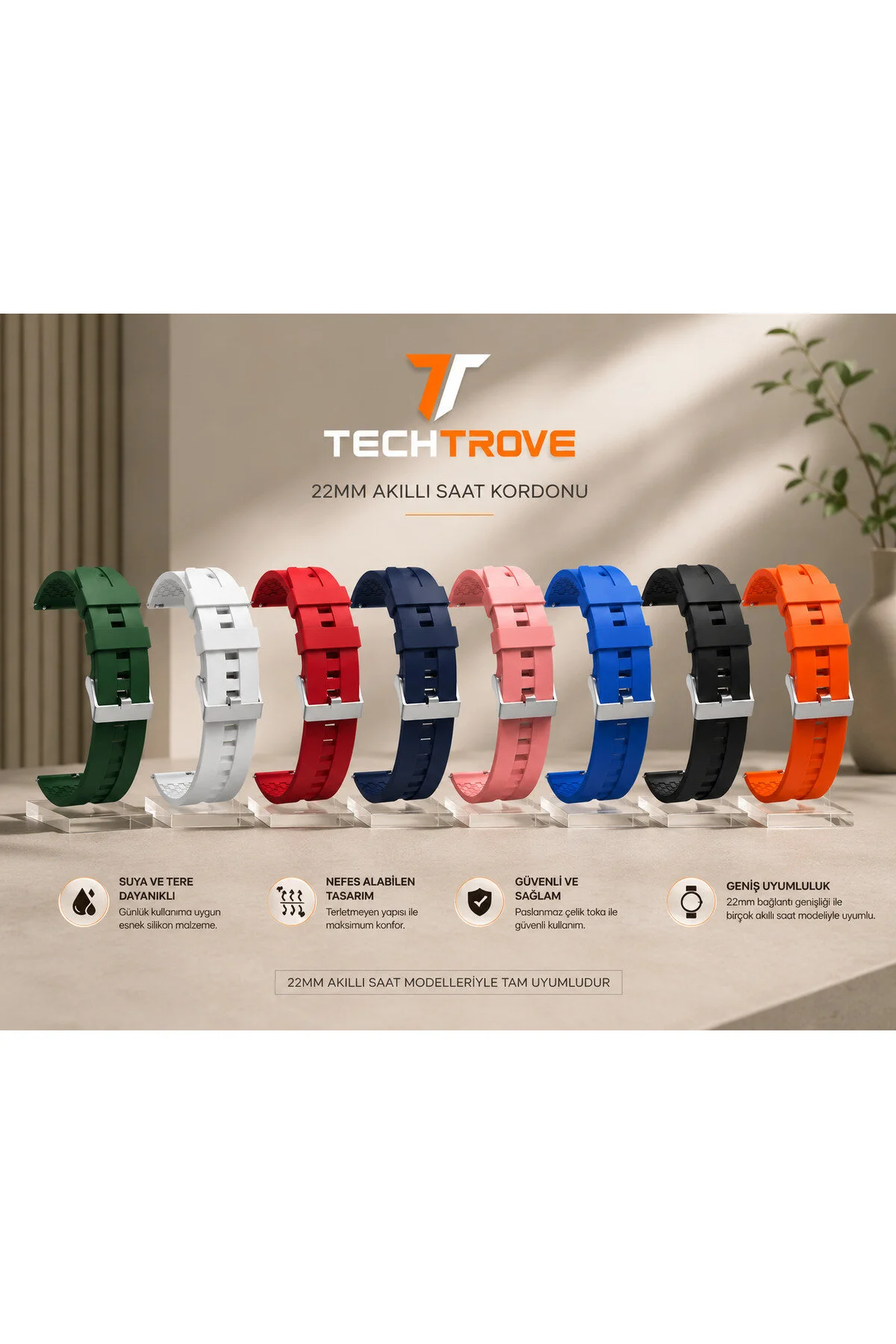 Xiaomi Mi Watch Revolve Active Uyumlu 22mm Spor Silikon Kordon