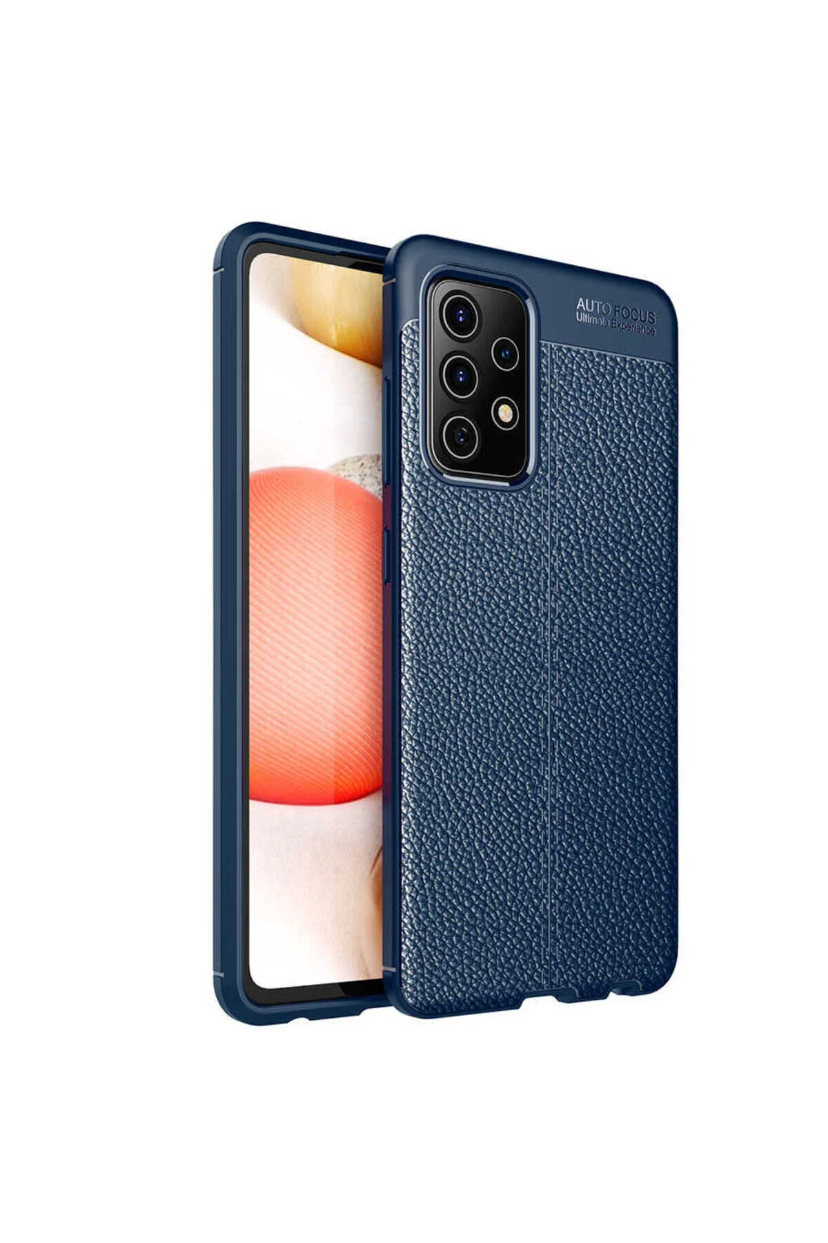 Galaxy A72 Uyumlu Deri Tasarımlı KAmera Korumalı Kılıf