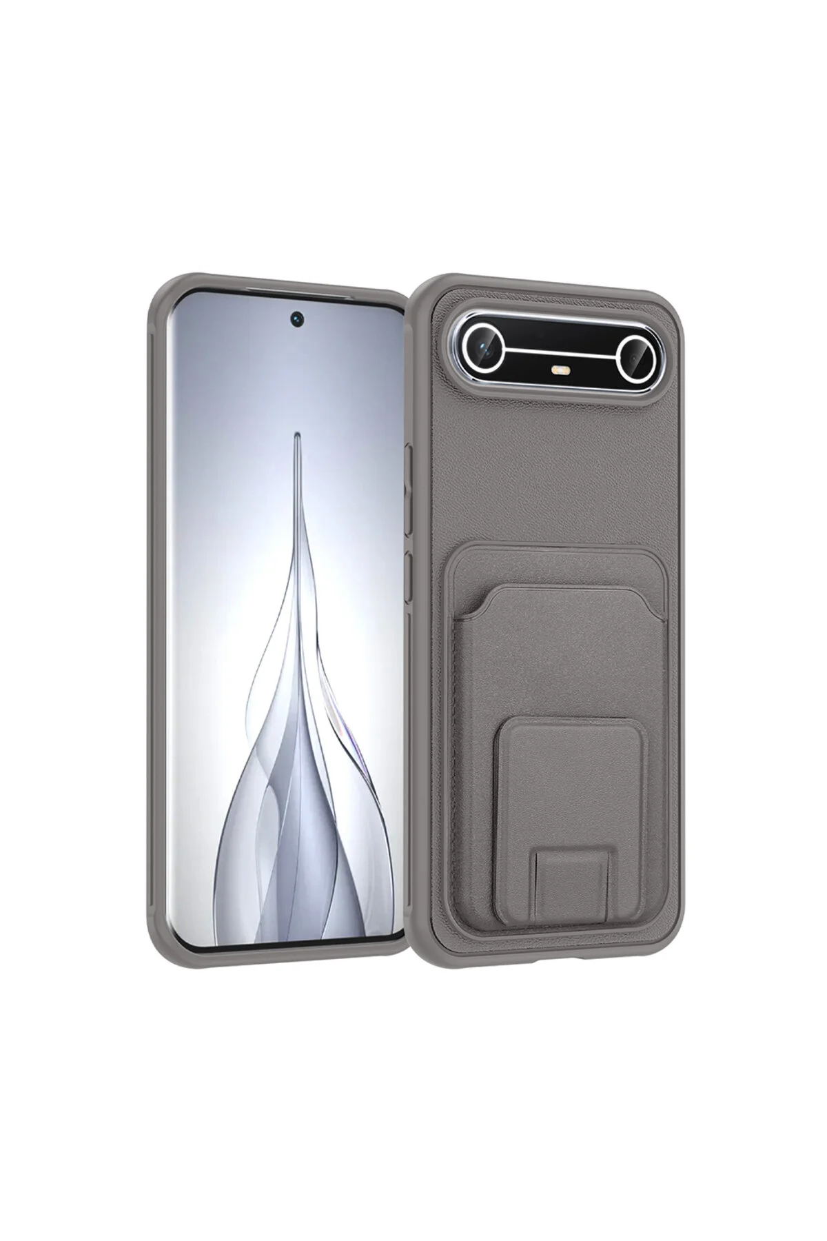 Tecno Spark Slim 5G İçin Uyumlu TPU Korumalı Kart Bölmeli Deri Dokulu Kılıf