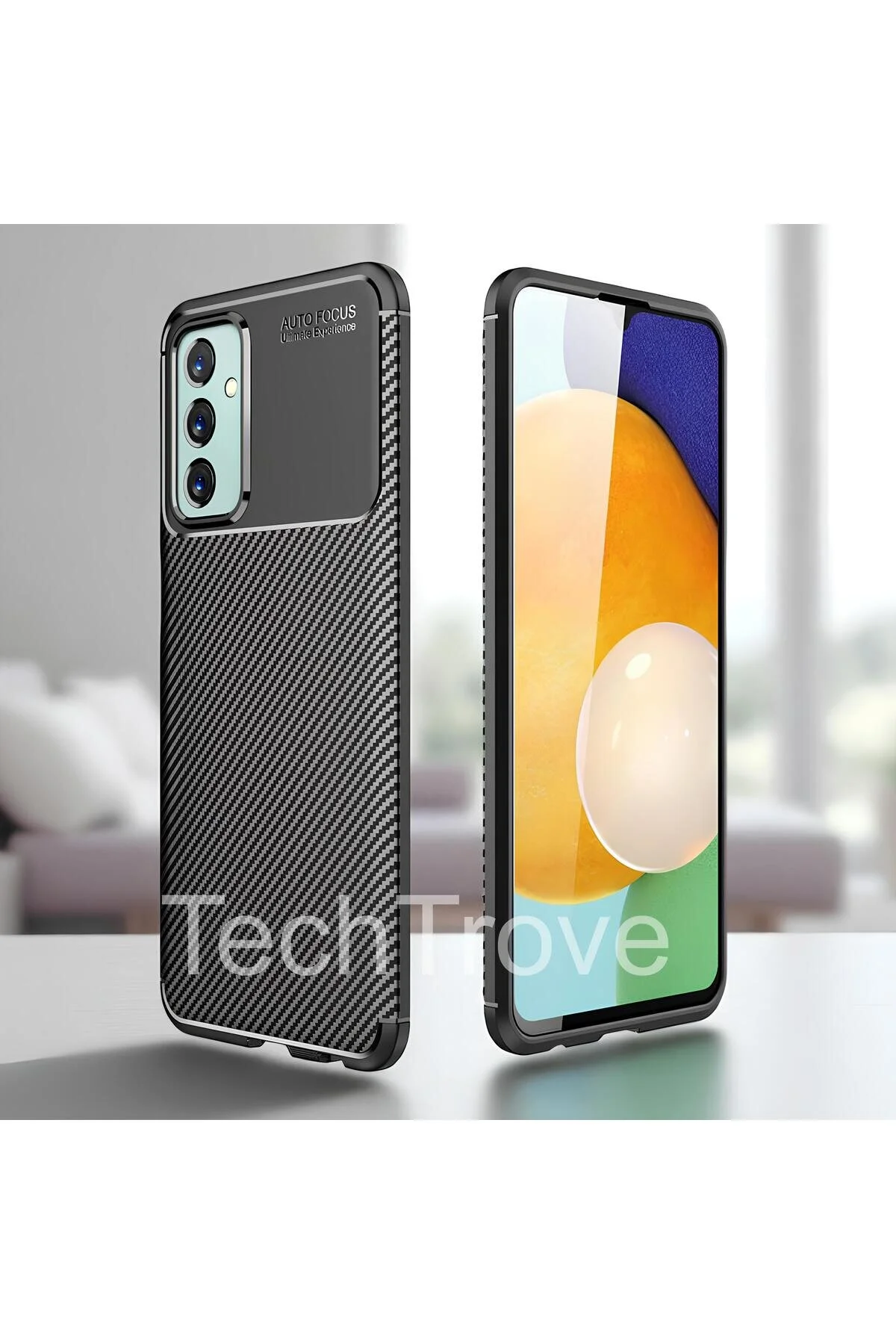 Samsung Galaxy M23 Kılıf Kamera Korumalı Darbe Emici Karbon Fiber Desenli Renk Atmaz Silikon Kapak