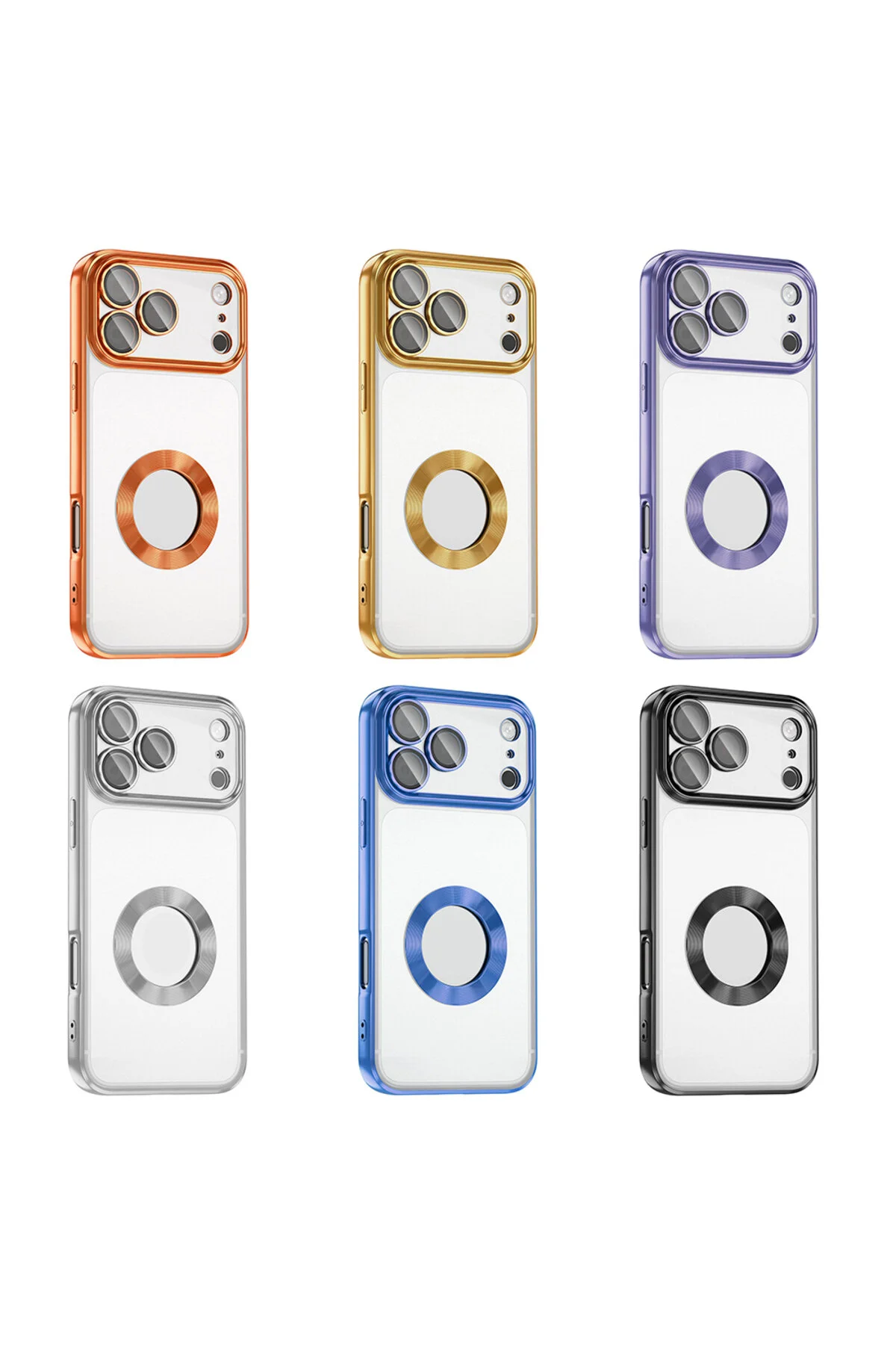 iPhone 17 Pro İçin Uyumlu Kamera Korumalı Logo Gösteren Renkli Kılıf
