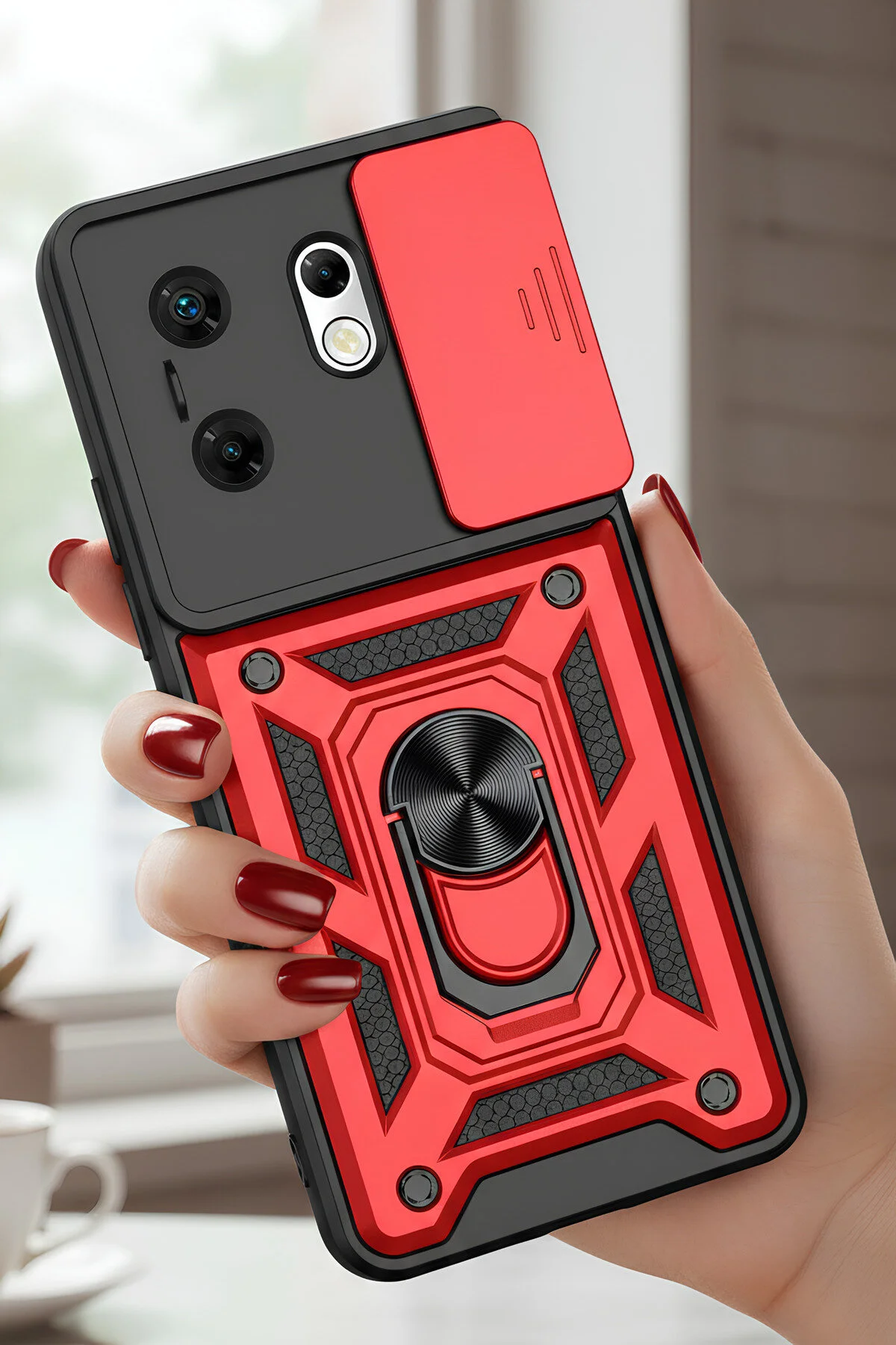 İnfinix Zero 30 4G Kılıf Sürgülü Kamera Korumalı Yüzüklü Stand Olabilen Magnetic Tpu Tank Kapak