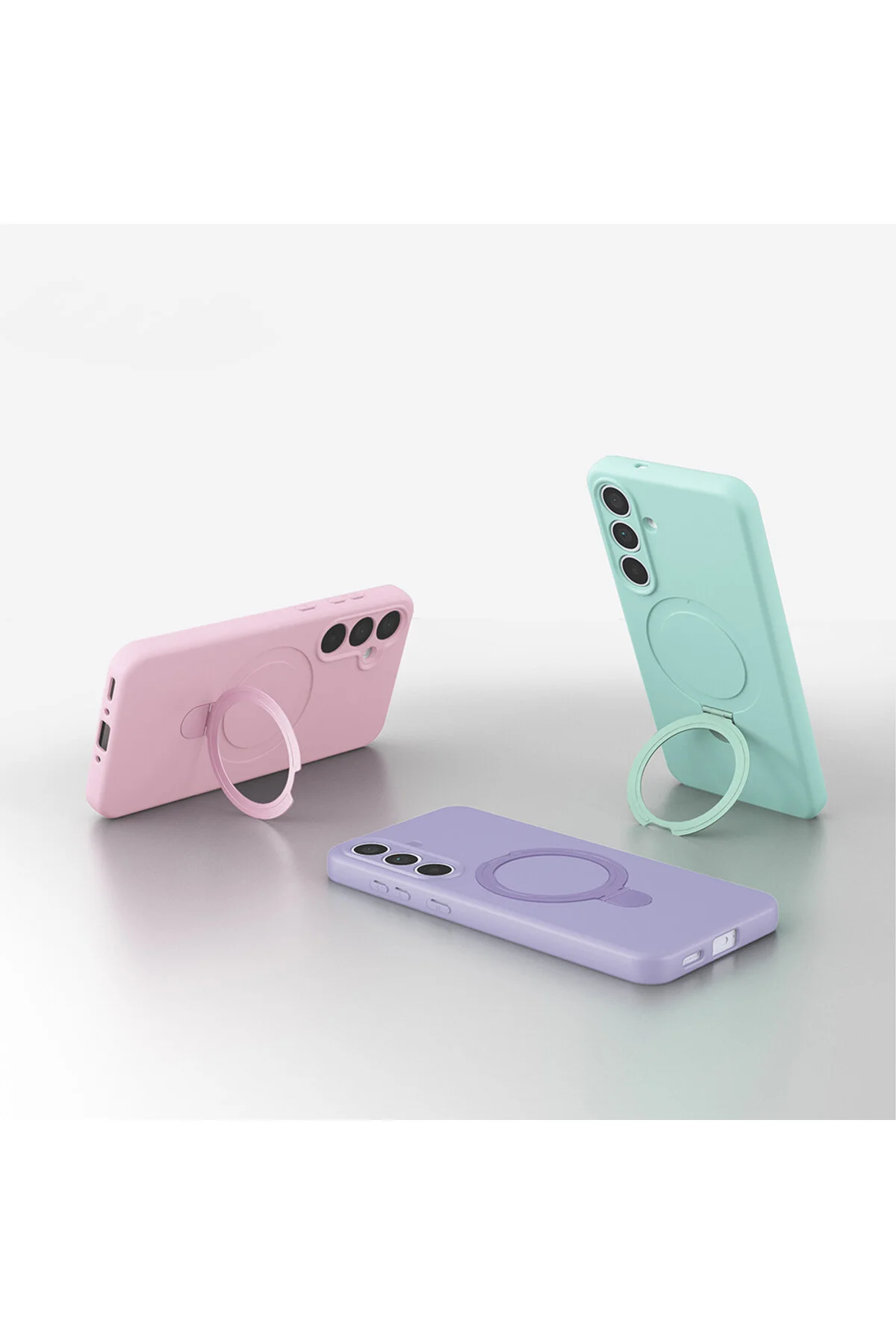 Samsung Galaxy A56 Kılıf Soft Tasarım Magsafe Halka Stand İçi Kadife Kapak
