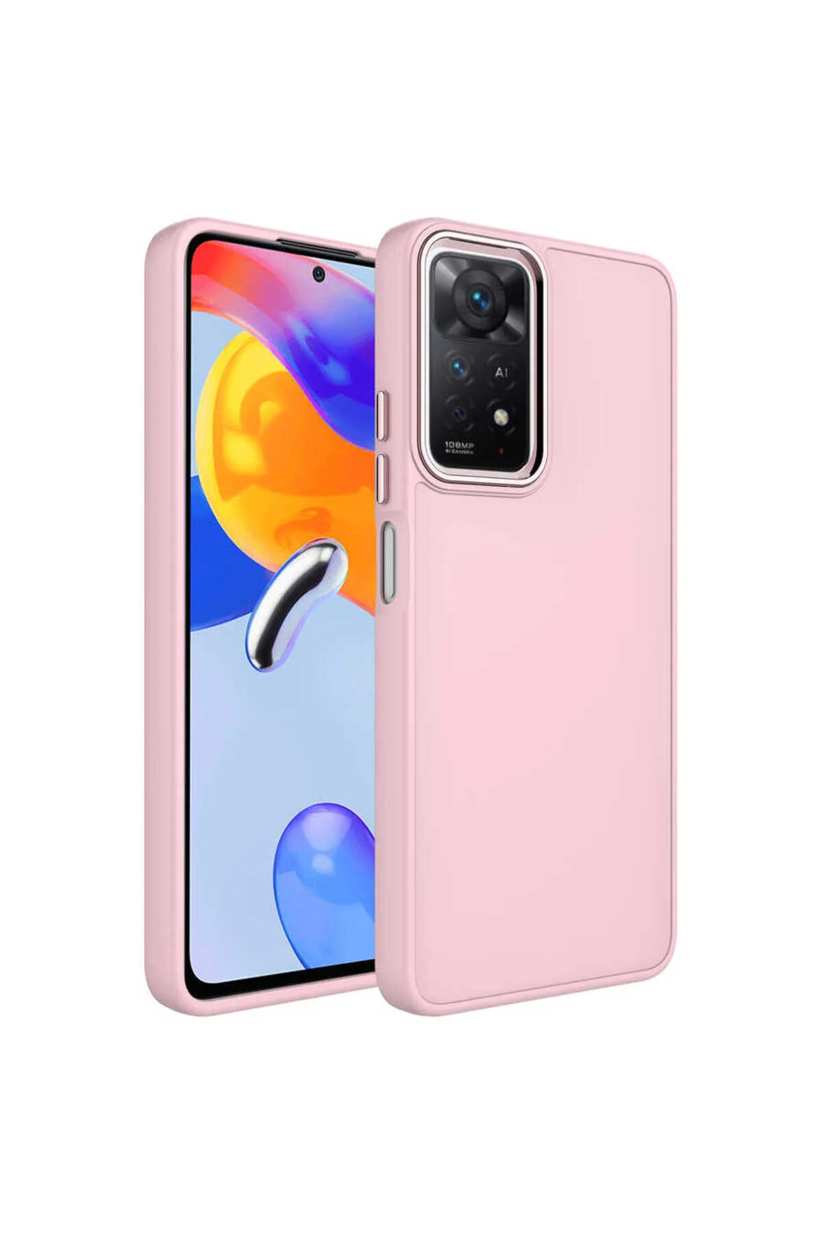 Redmi Note 11 Pro 5G İçin Uyumlu Metal Çerçeve ve Buton Tasarımlı Silikon Kılıf