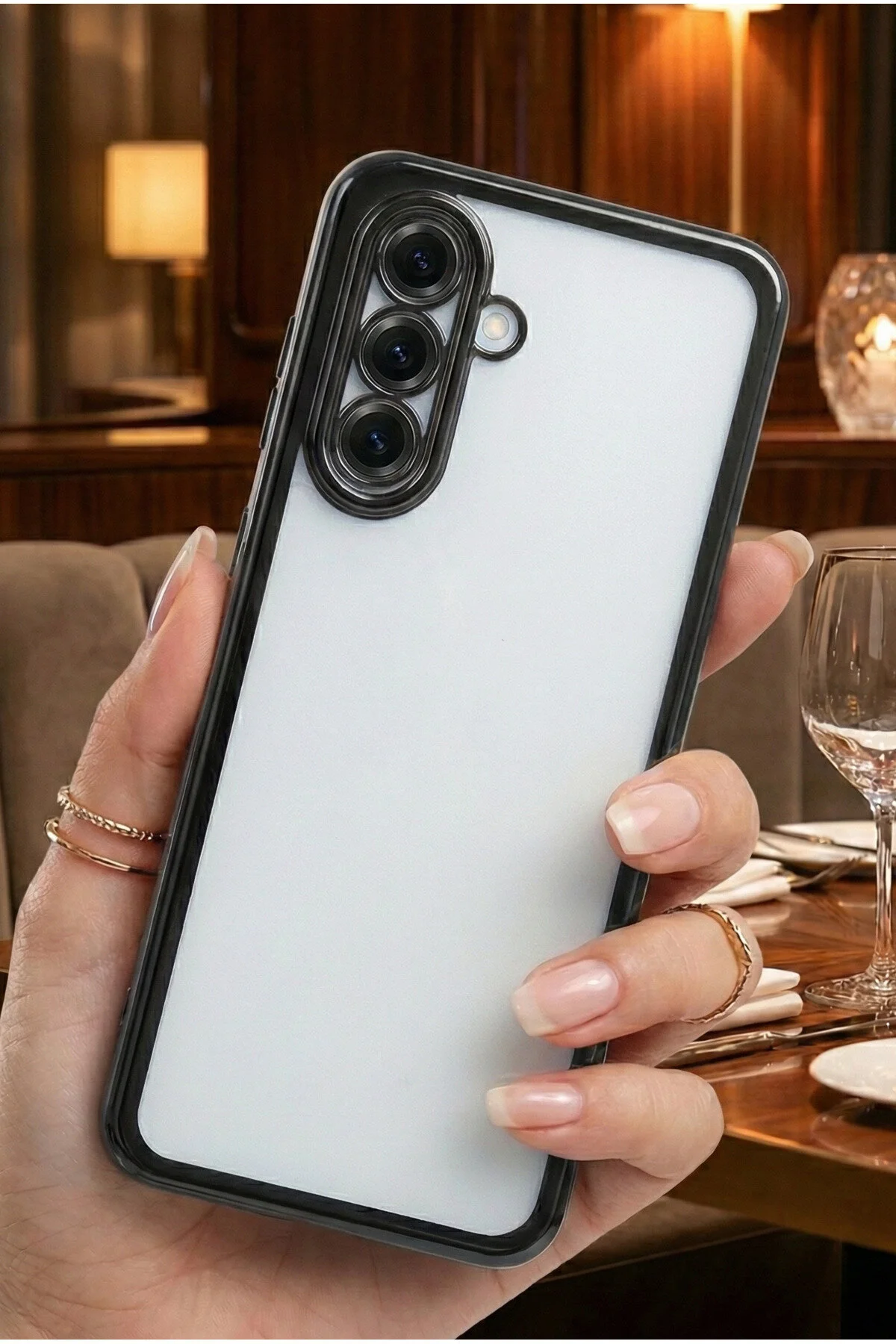Samsung Galaxy A14 4G Uyumlu 3D Kamera Korumalı Şeffaf Tasarım Bumper Kılıf
