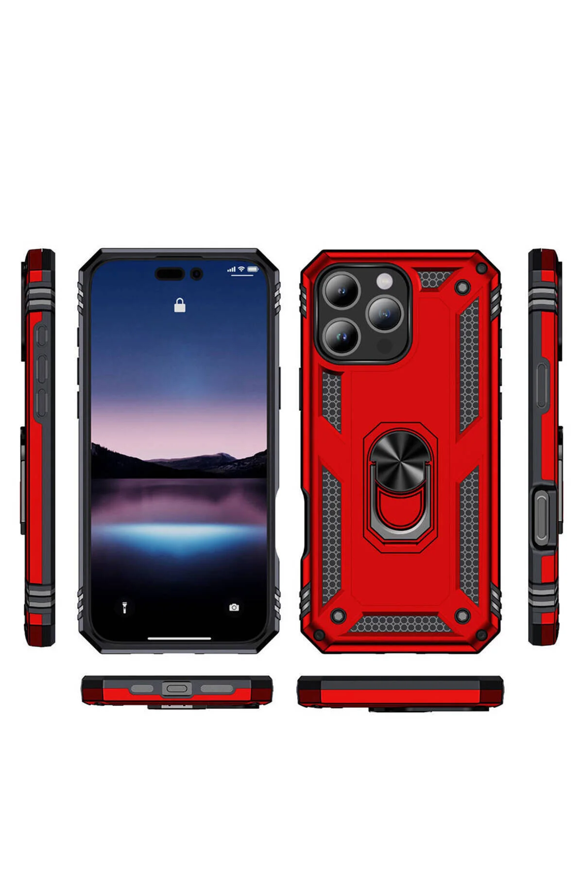 Apple iPhone 16 Pro Max Uyumlu Tank Korumalı Yüzüklü Standlı Kılıf