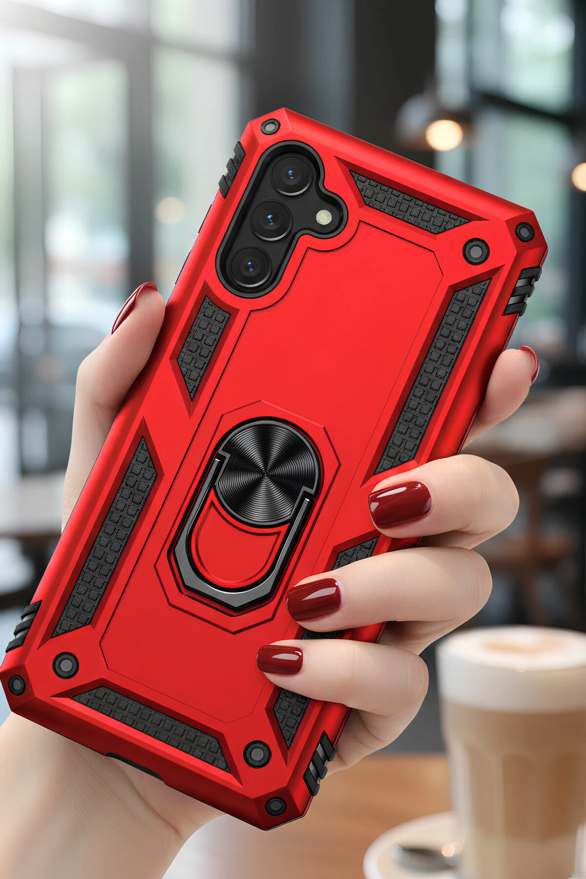 Galaxy A54 Uyumlu Yüzüklü Standlı Tank Kılıf