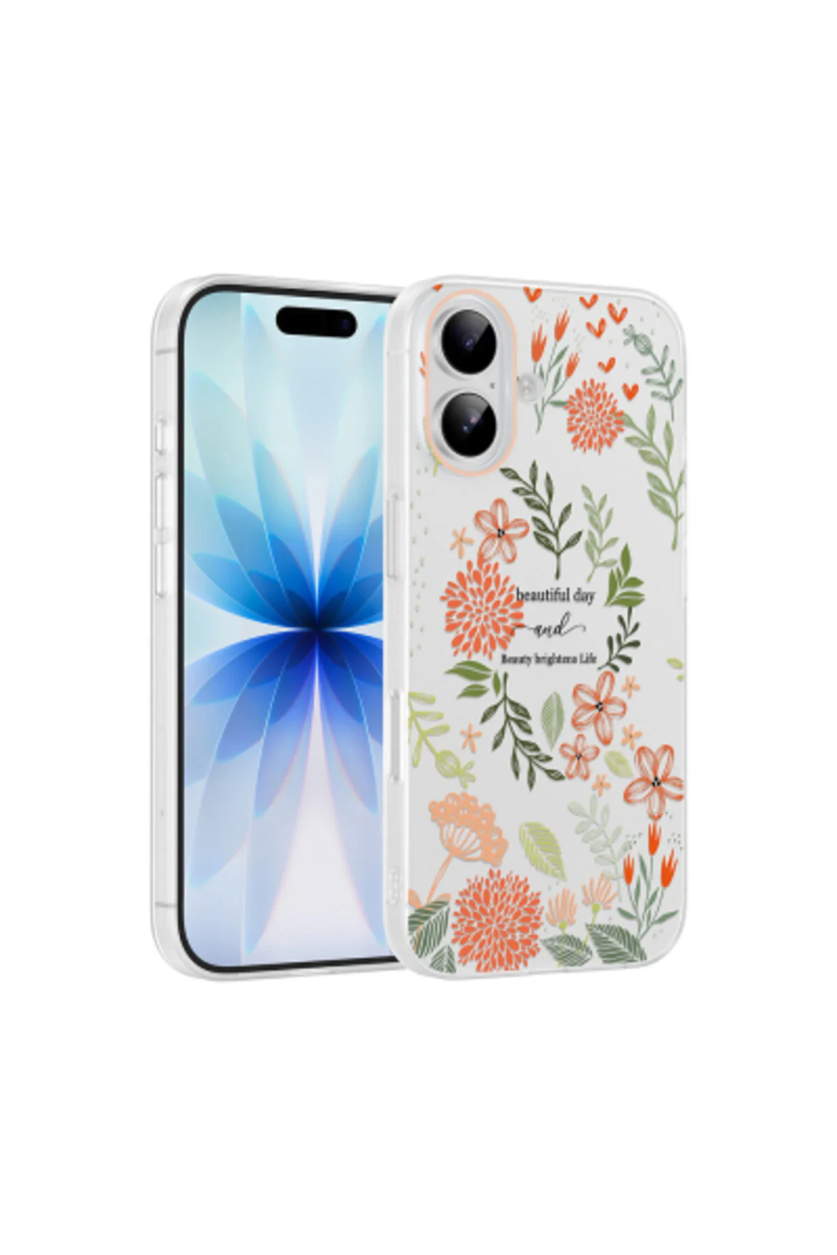 iPhone 16 Uyumlu Desenli Şeffaf Kılıf Kamera Korumalı İnce Kapak