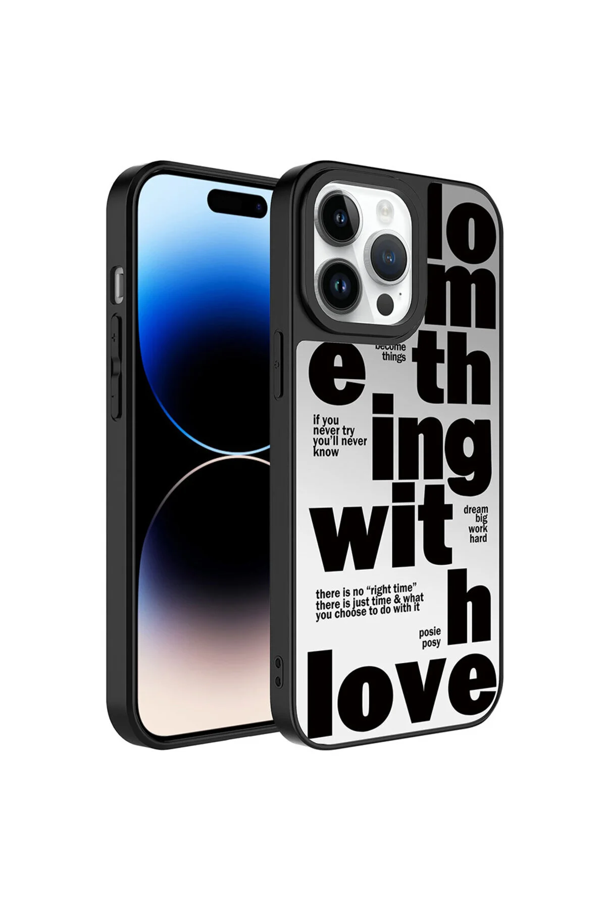 iPhone 14 Pro Max Kılıf Aynalı Desenli Kamera Korumalı Parlak Darbe Emici Kapak