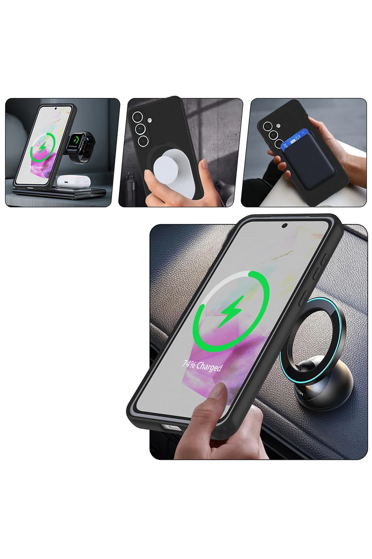 Samsung Galaxy A56 Kılıf Soft Tasarım Magsafe Halka Stand İçi Kadife Kapak