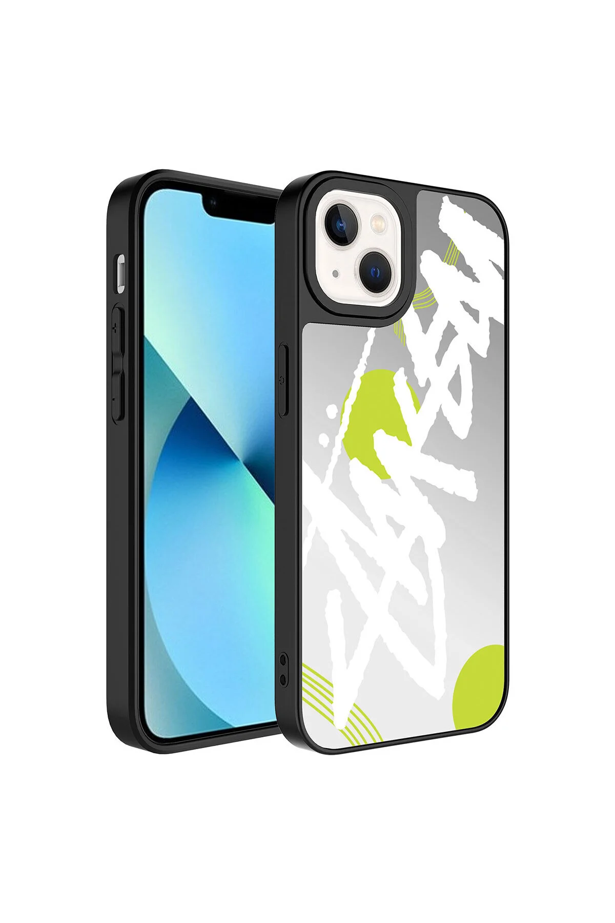 iPhone 13 Kılıf Aynalı Desenli Kamera Korumalı Parlak Darbe Emici Kapak