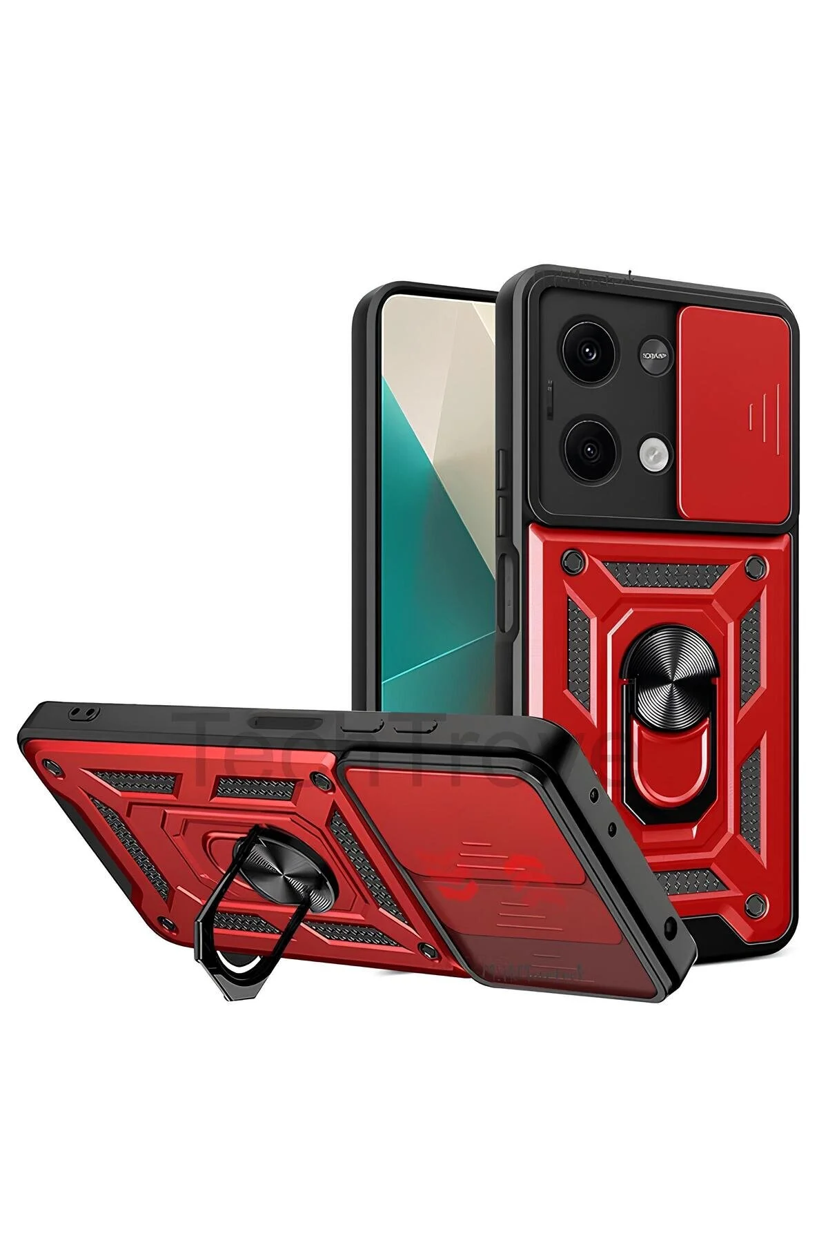 Poco X6 Kılıf Sürgülü Kamera Korumalı Yüzüklü Stand Olabilen Magnetic Tpu Tank Kapak