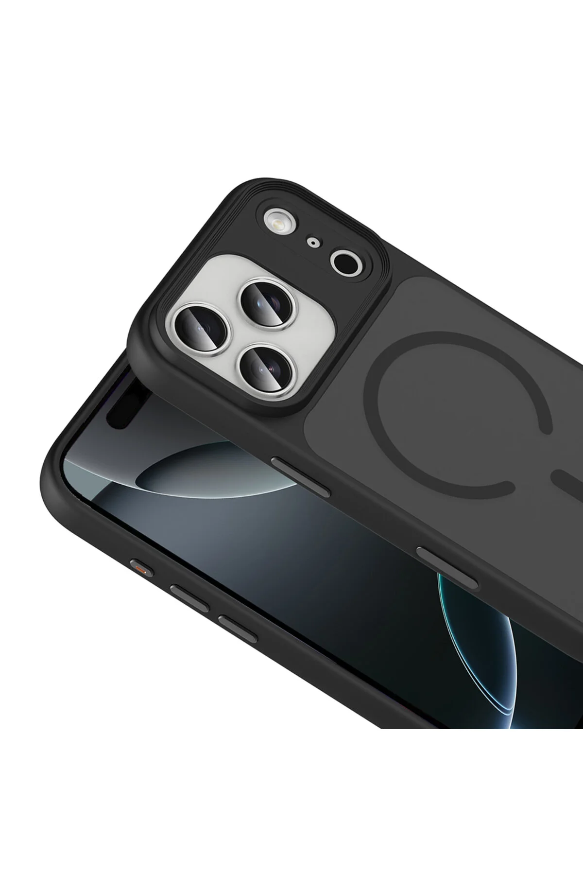 Apple iPhone 17 Pro Kılıf Mat Arka Yüzey Wireless Şarj Özellikli Buzlu Tasarımlı Kapak
