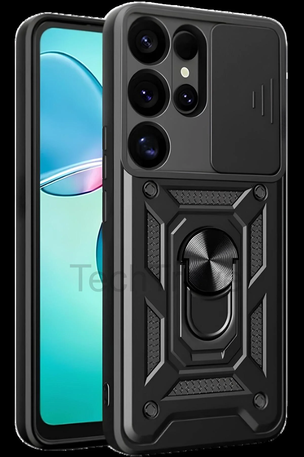 Samsung Galaxy S25 Ultra Kılıf Sürgülü Kamera Korumalı Yüzüklü Magnetic Tpu Tank Kapak