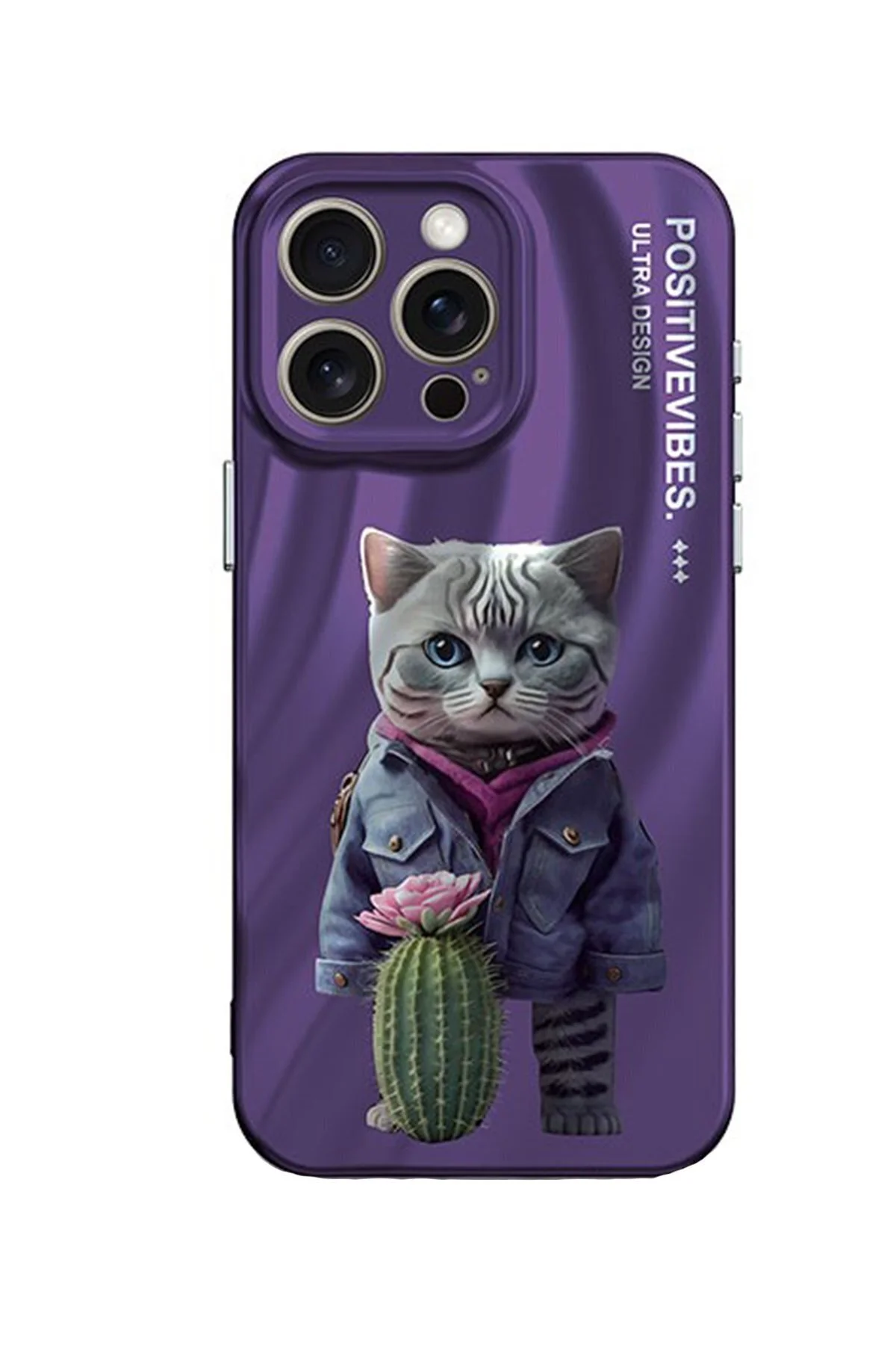 iPhone 14 Pro Uyumlu Yeni Tasarımlı Desenli Kamera Korumalı Kılıf - Kedi