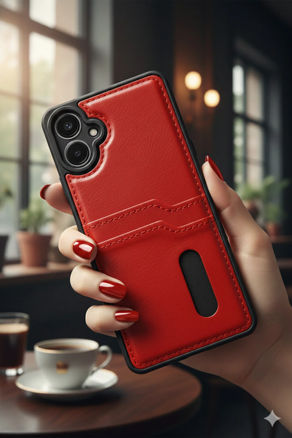 Samsung Galaxy A06 Uyumlu Kılıf Kart Bölmeli Deri Tasarımlı Kılıf