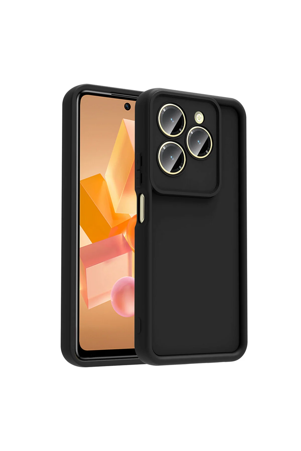 İnfinix Hot 40 Pro Kılıf Kamera Korumalı Kenar Çıkıntılı Soft Renkli Silikon Kapak - Siyah