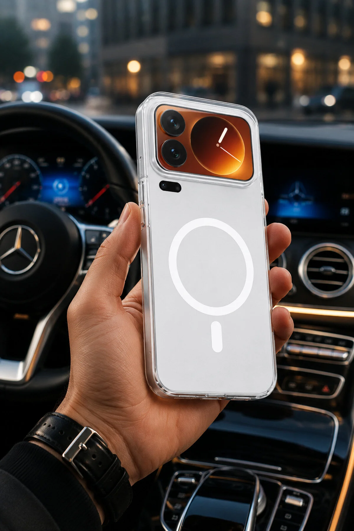 Mi 17 Pro Uyumlu M-Safe Manyetik Şarj Destekli Sert PC Şeffaf Telefon Kılıfı