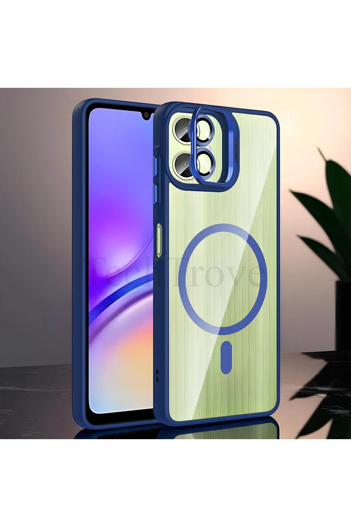 Samsung Galaxy A06 Kılıf Standlı ve Kamera Lens Hediyeli Wireless Şarj Özellikli Ultra Lüks Kapak