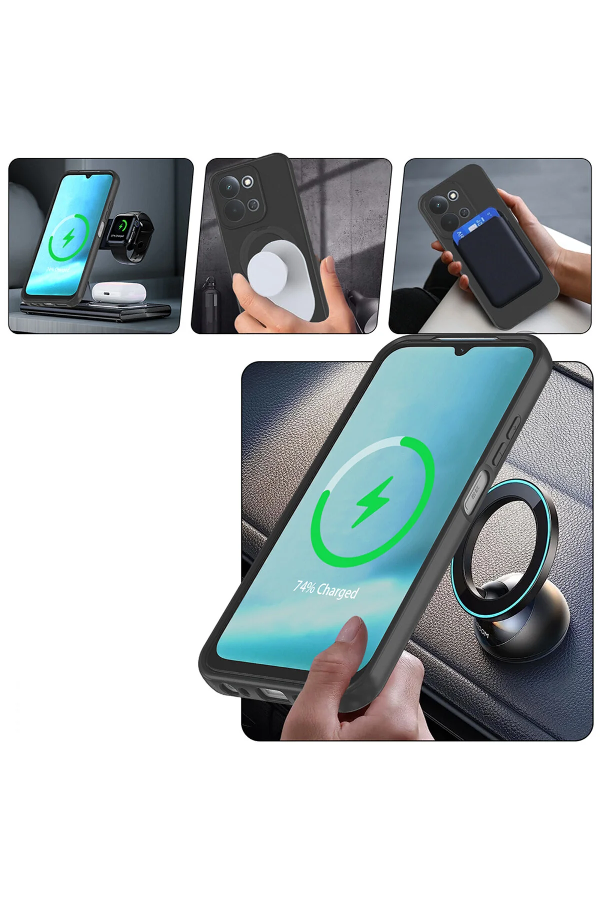 Samsung Galaxy A56 Kılıf Soft Tasarım Magsafe Halka Stand İçi Kadife Kapak