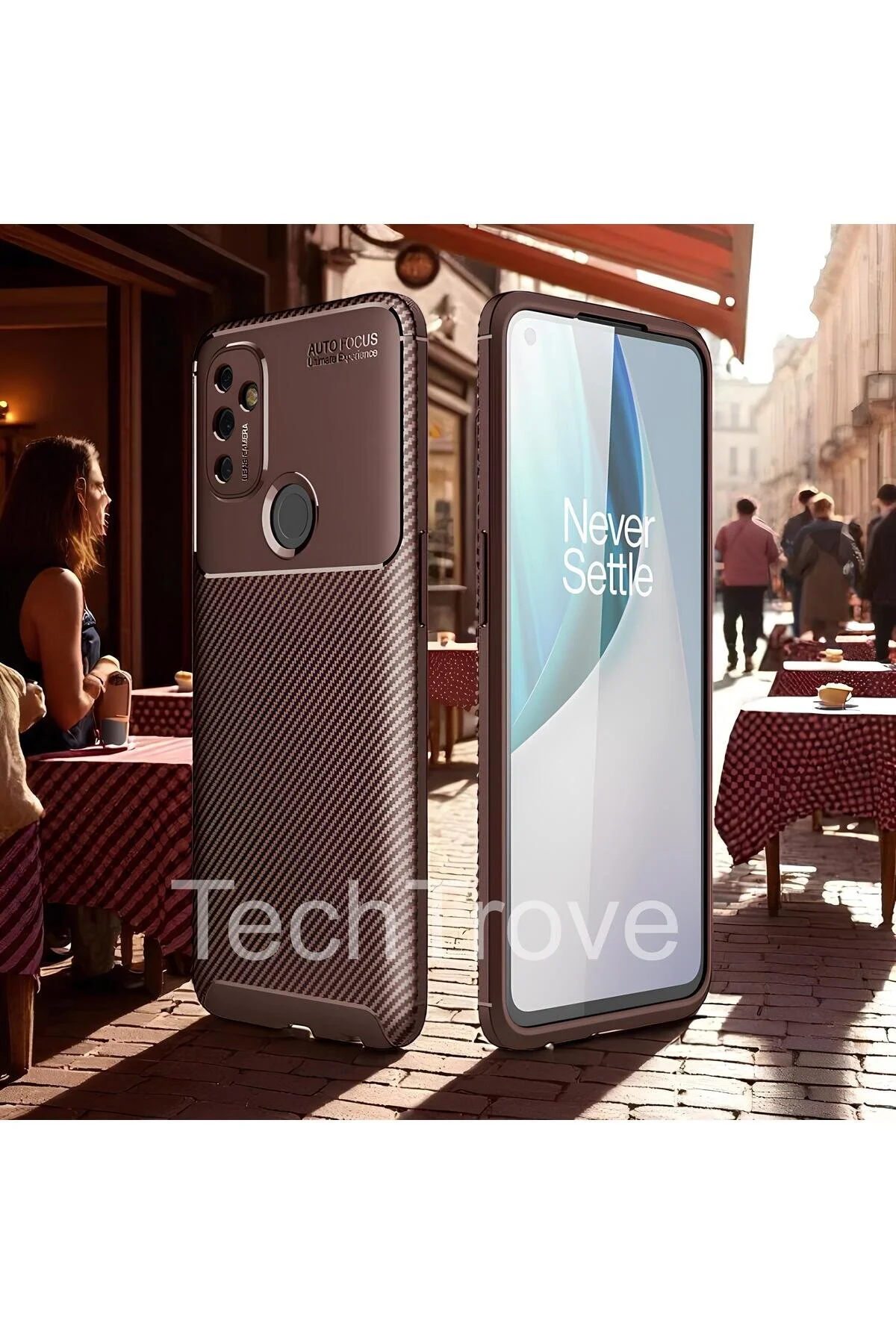 One Plus Nord N100 Kılıf Kamera Korumalı Darbe Emici Karbon Fiber Desenli Renk Atmaz Silikon Kapak