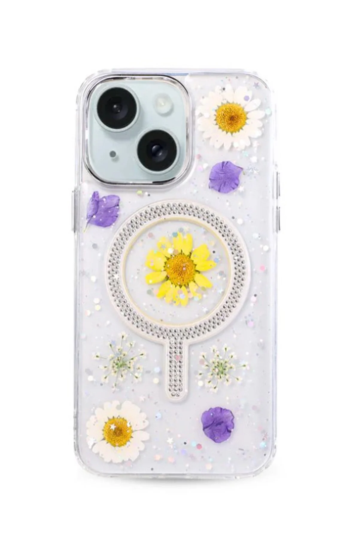 iPhone 13 Uyumlu Flower Magsafeli  Yeni Tasarım Kılıf - Sarı