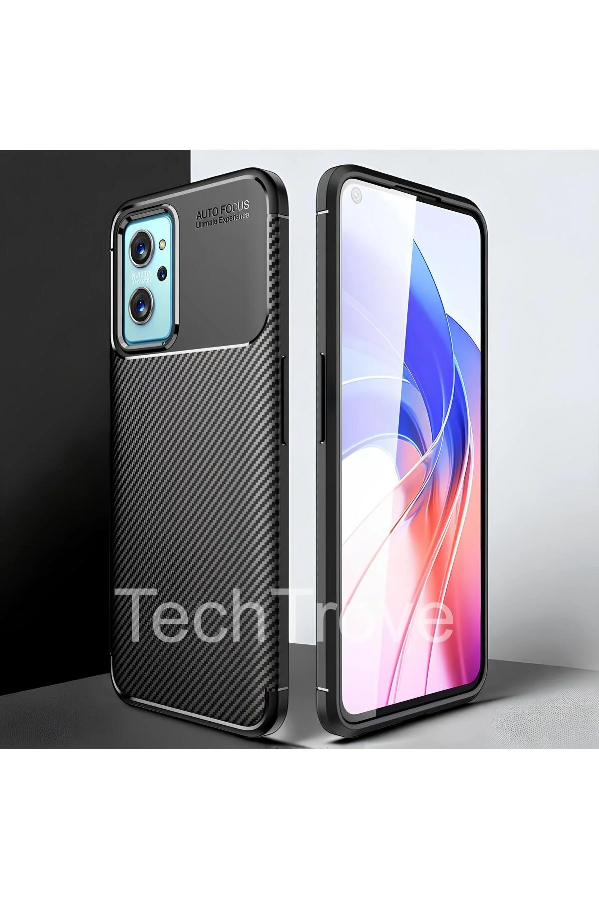 Oppo A76 Kılıf Kamera Korumalı Darbe Emici Karbon Fiber Desenli Renk Atmaz Silikon Kapak