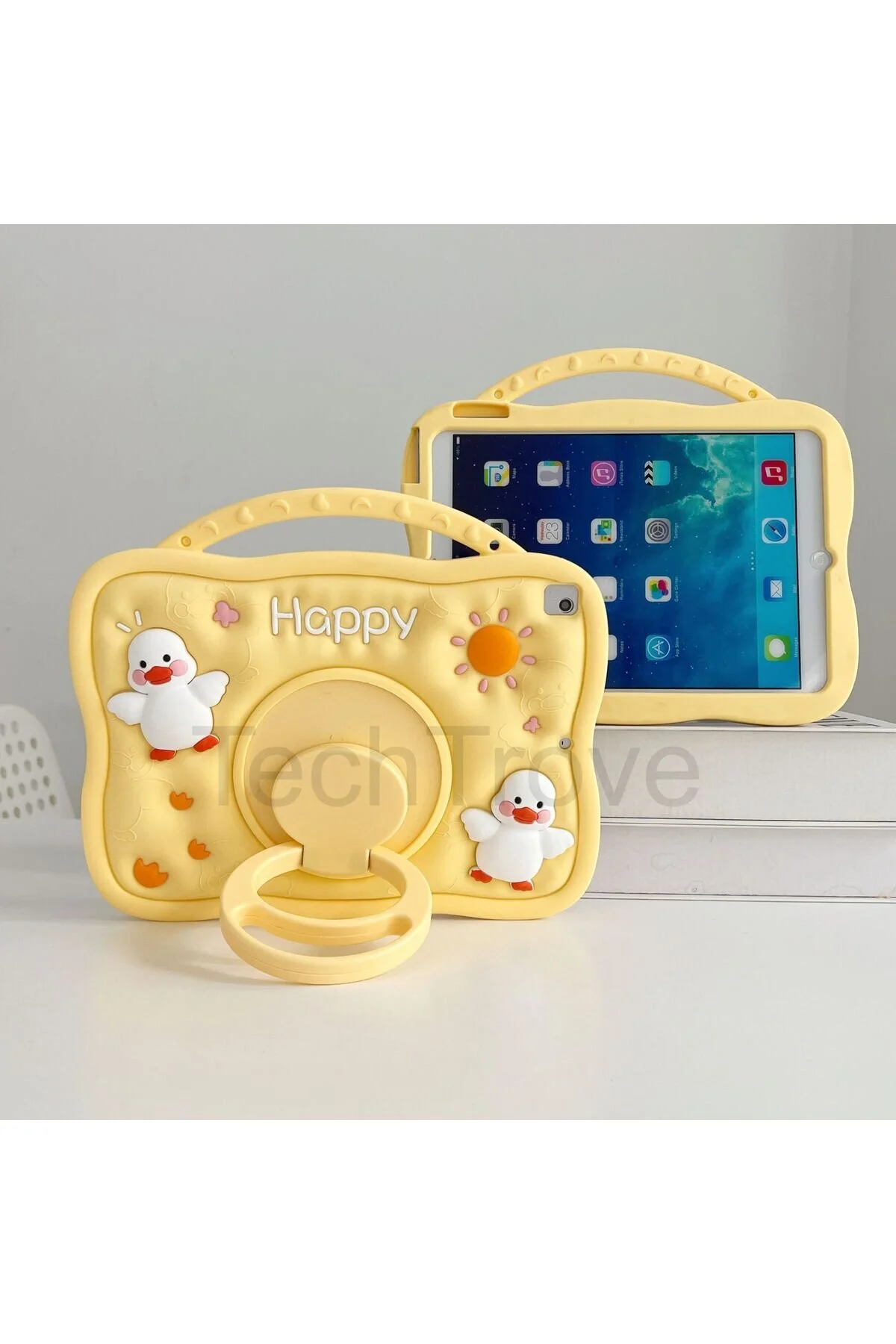 Redmi Pad Se 11 inç Kılıf Kabartmalı Ördek Figürlü Stand Olabilen Tablet Kılıfı