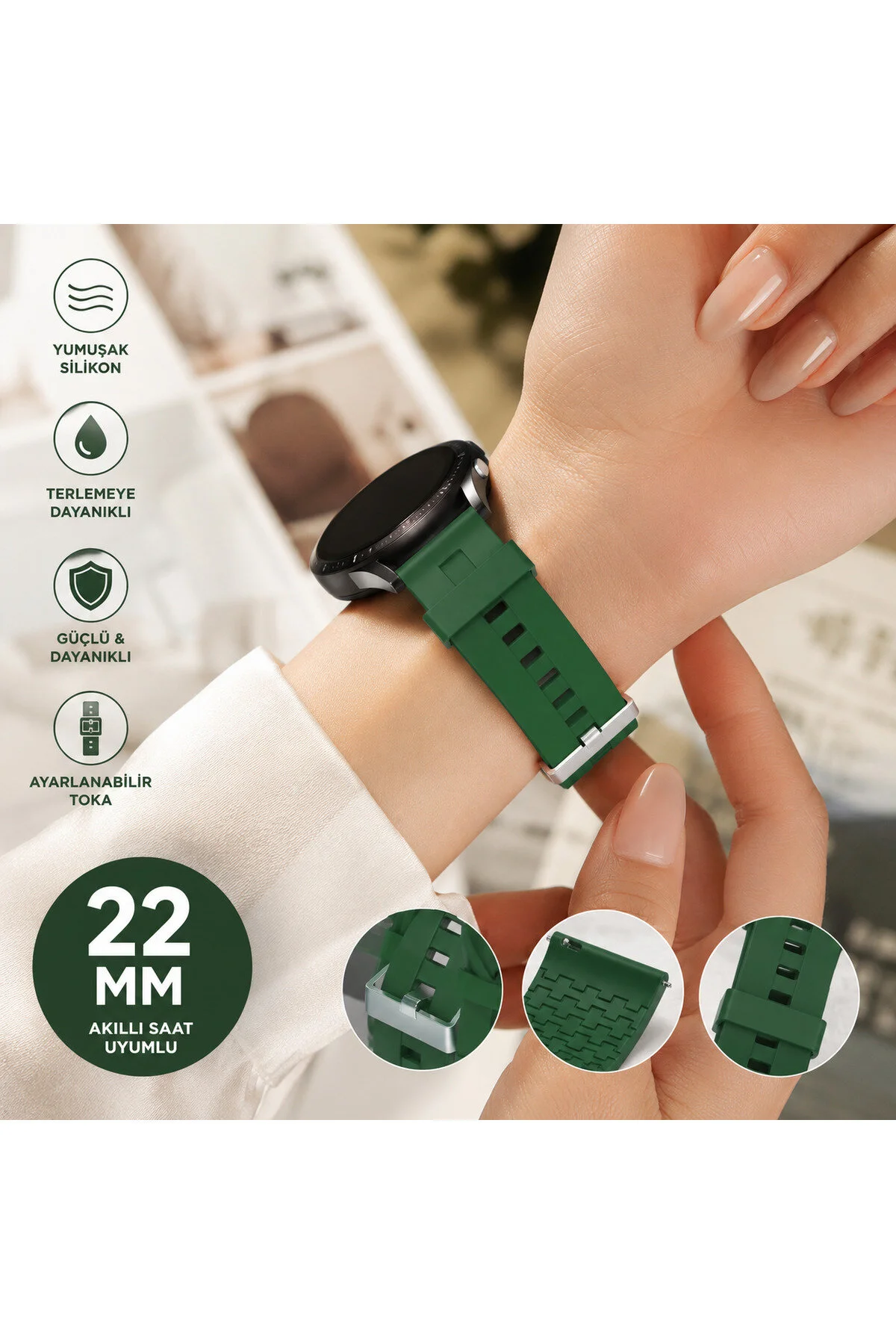 Xiaomi Mi Watch Revolve Active Uyumlu 22mm Spor Silikon Kordon