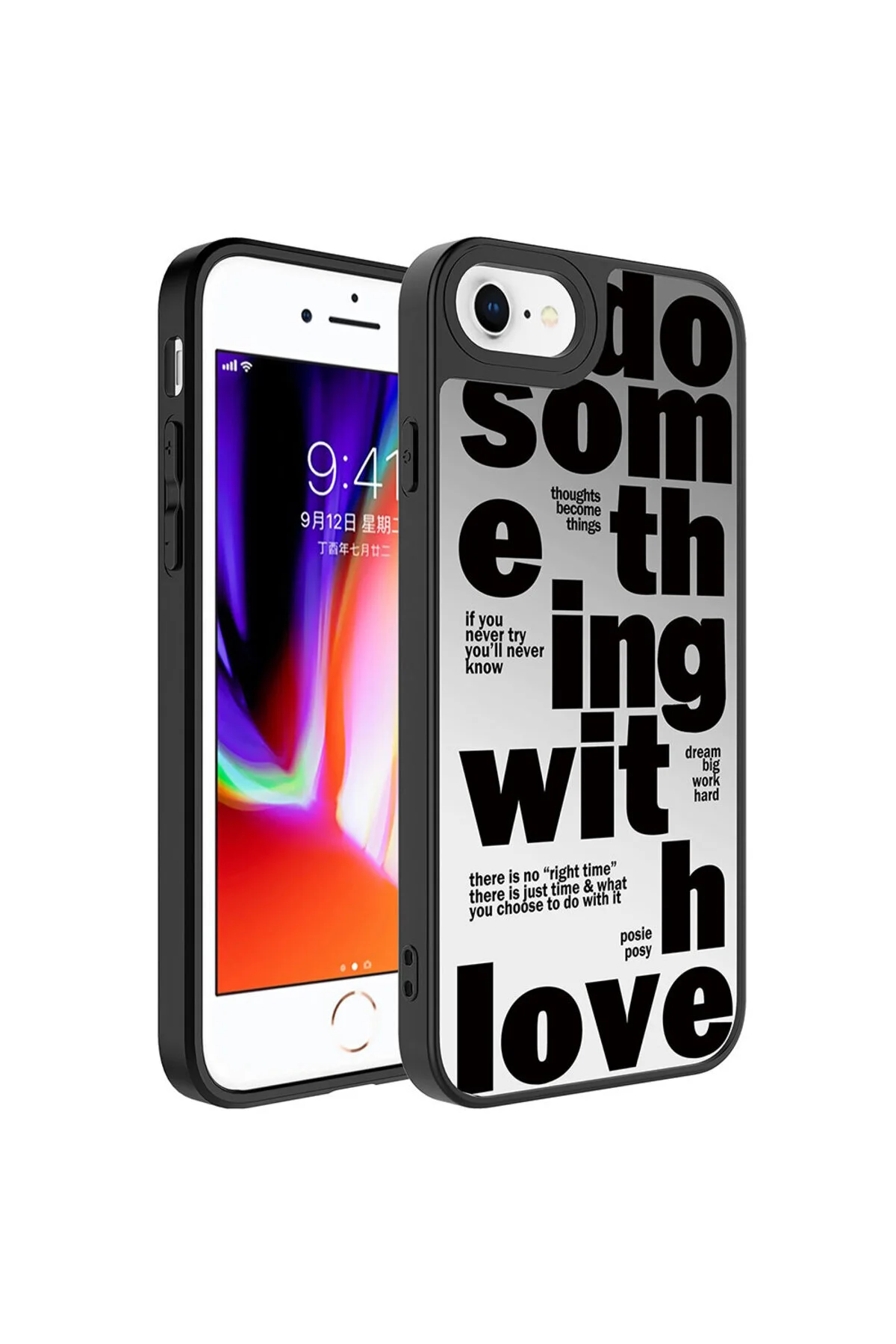 iPhone 7 Kılıf Aynalı Desenli Kamera Korumalı Parlak Darbe Emici Kapak