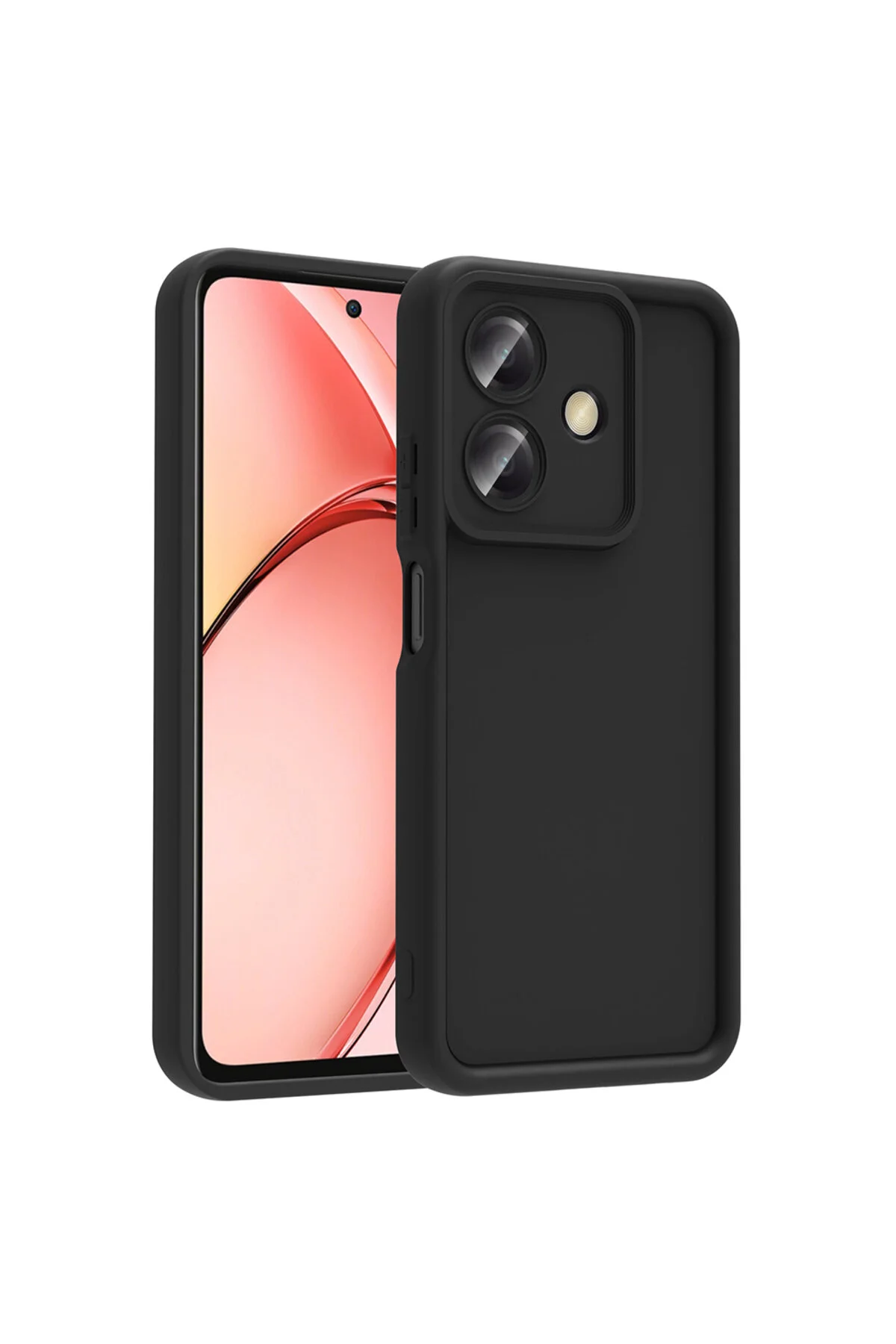 Oppo A3 Kılıf Kamera Korumalı Kenar Çıkıntılı Soft Renkli Silikon Kapak - Siyah