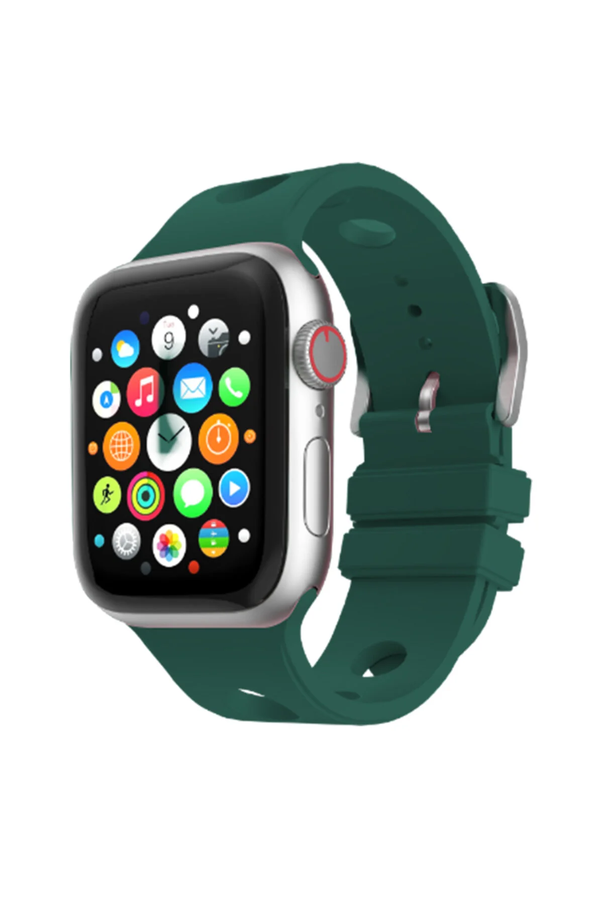 Watch 42mm İçin Uyumlu Renkli Delikli Tasarımlı Silikon Kayış Kordon