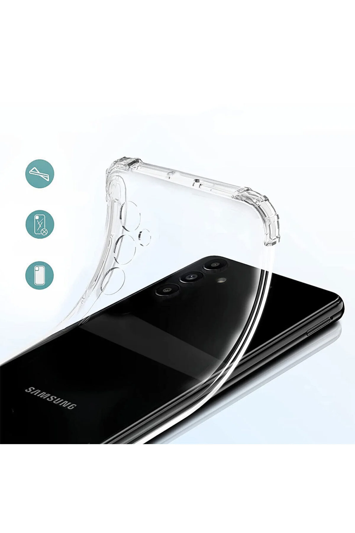 Galaxy A34 Uyumlu Köşe Korumalı Şeffaf Silikon Kılıf