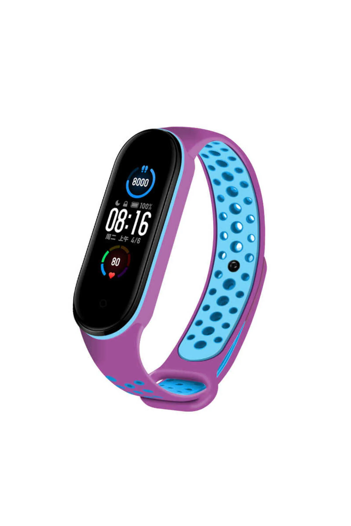 Mi Band 6 İçin Uyumlu Delikli Tasarımlı Renkli Kayış Kordon