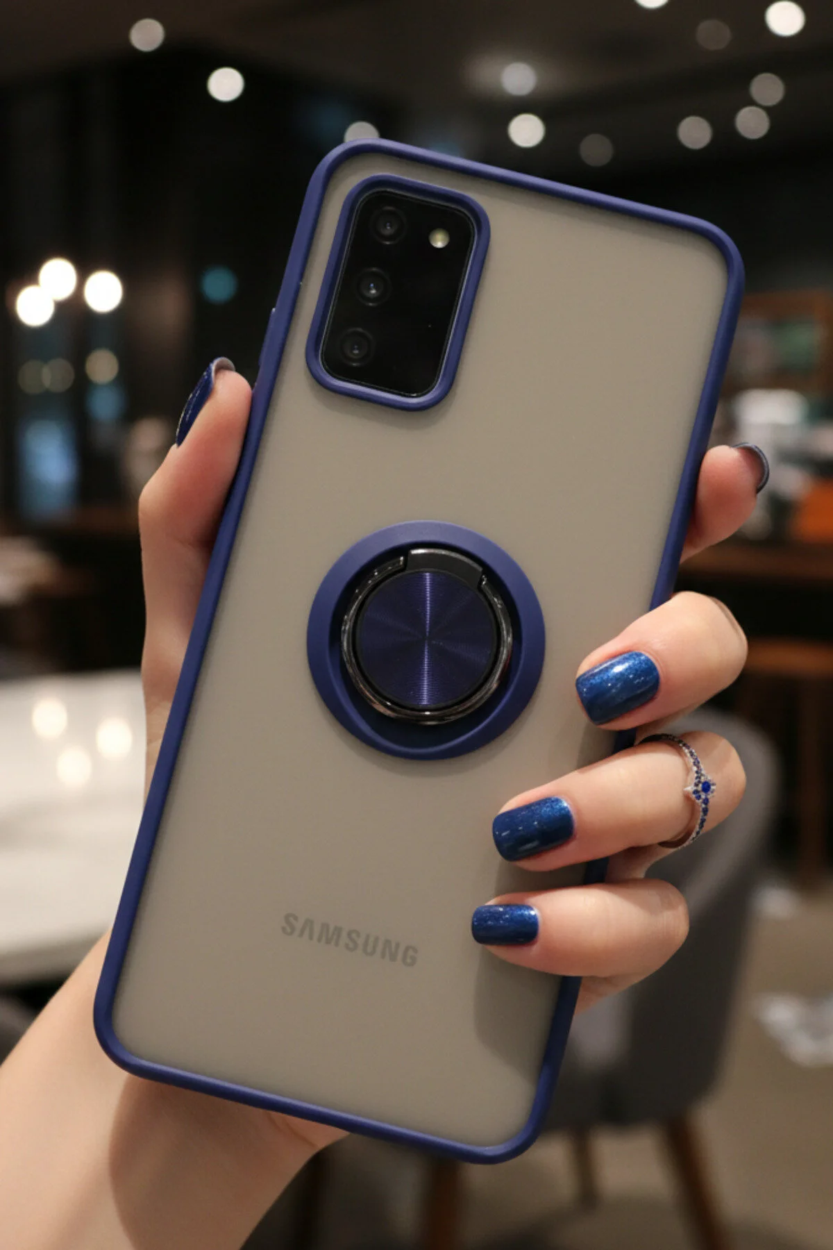 Samsung Galaxy A02S İçin Kamera Korumalı Yüzüklü Kılıf - Leke Tutmaz Mat ve Dayanıklı Yapı