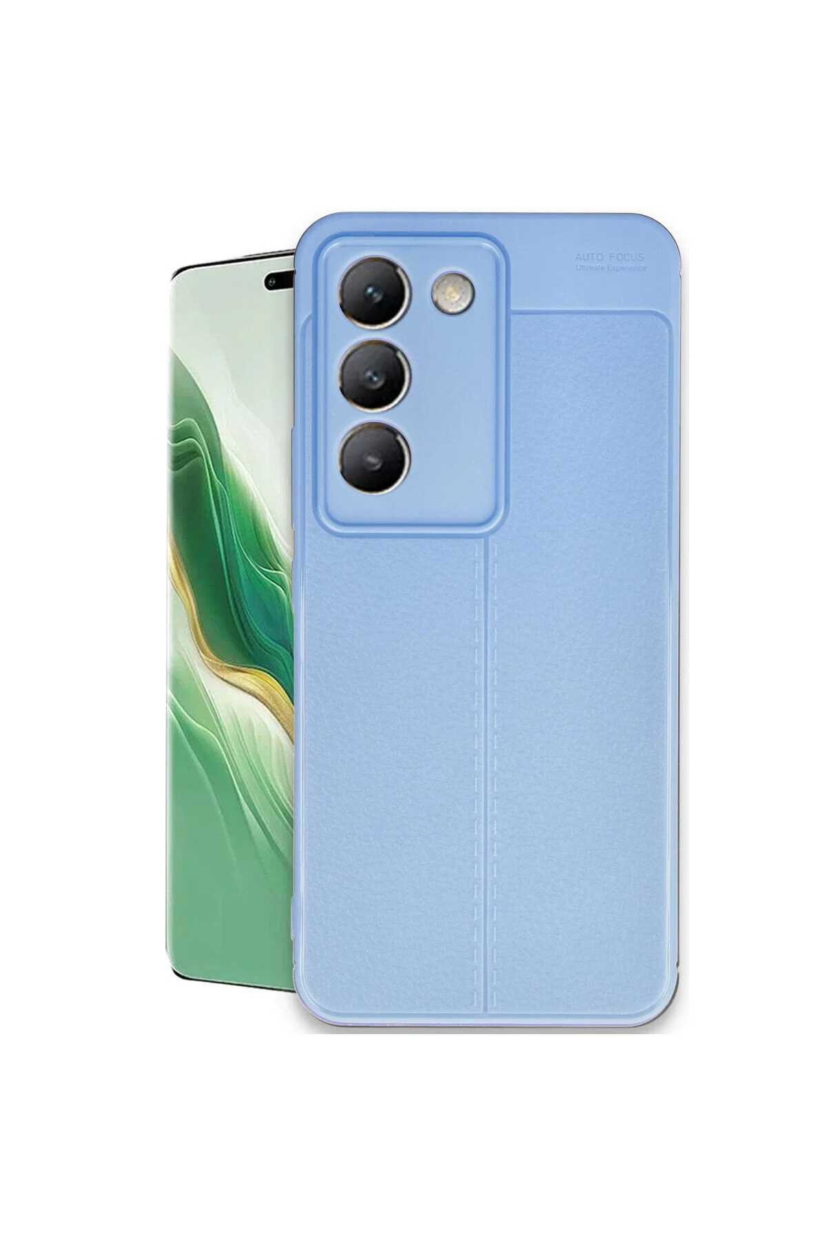 Vivo V30 Lite 4G İçin Uyumlu Deri Tasarımlı Elde Kaymaz Korumalı Silikon Kılıf