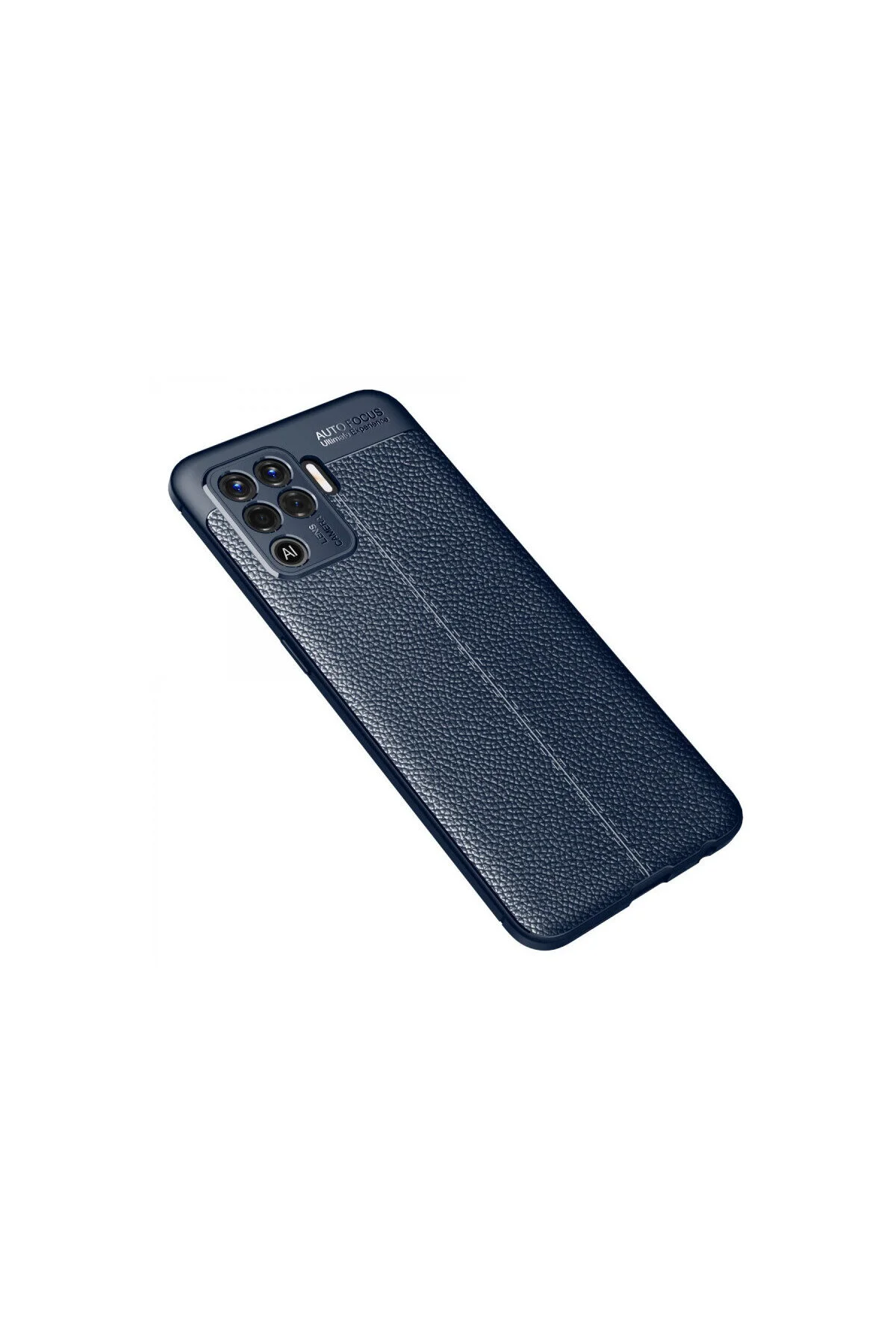 Oppo Reno 5 Lite İçin Uyumlu Deri Tasarımlı Elde Kaymaz Korumalı Silikon Kılıf
