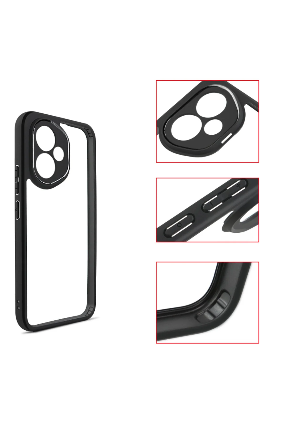 Honor 400 Kılıf Kamera Koruma Çıkıntılı Şeffaf Arka Yüzeyli A++ Kalite Kapak