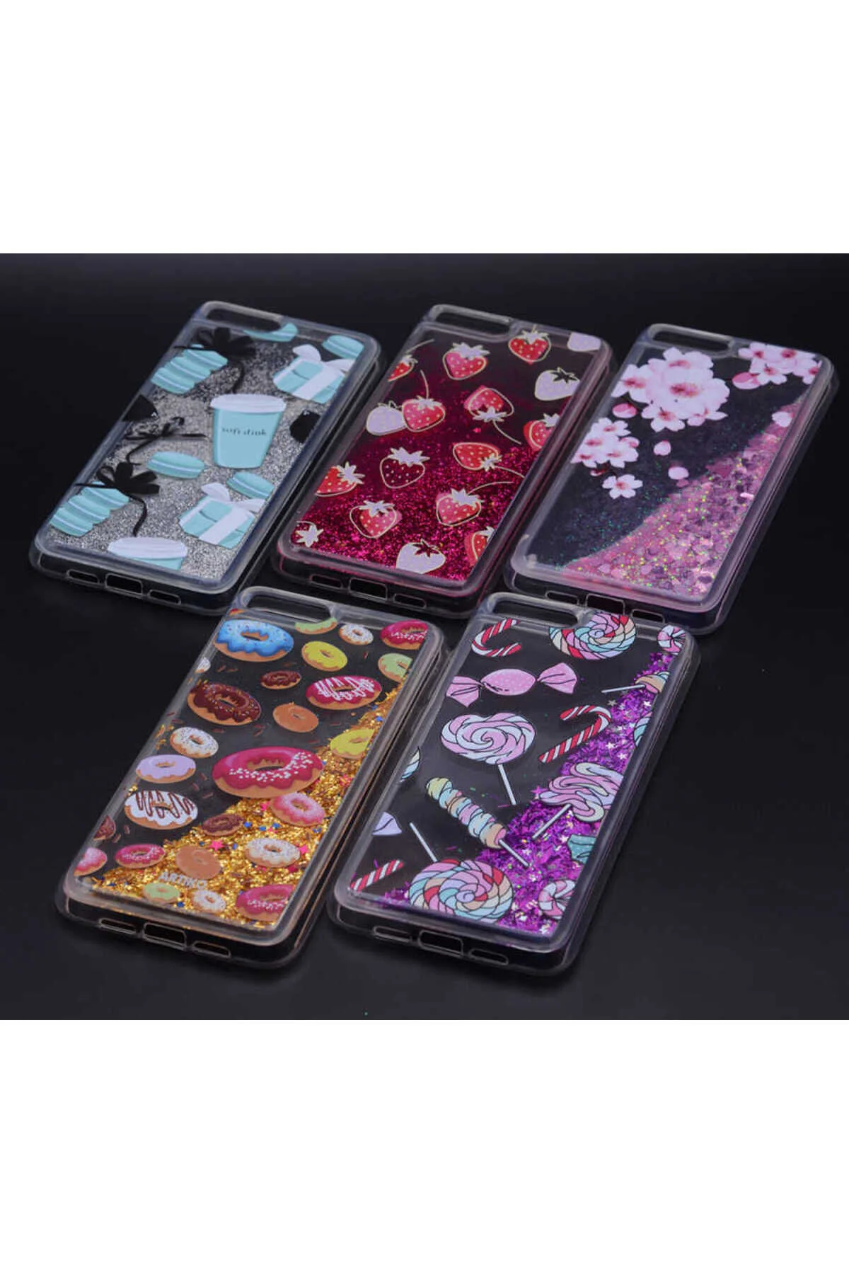 iPhone 8 Plus İçin Uyumlu Desenli Simli Akışkan Sıvılı Silikon Kılıf