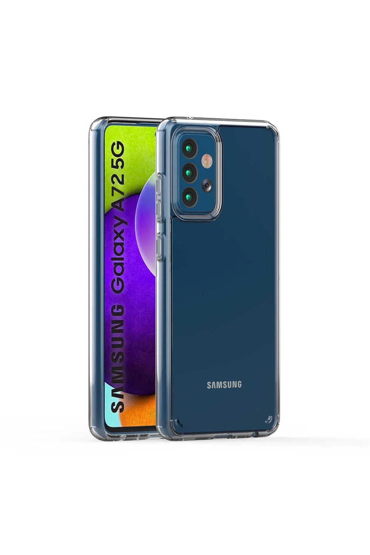 Galaxy A72 Uyumlu Şeffaf Tasarımlı Sert Silikon Kapak
