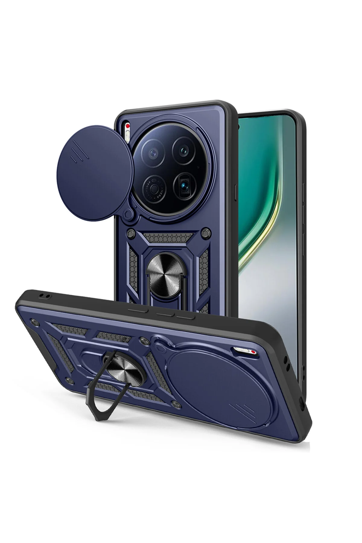 Tecno Camon 40 Premier 5G Kılıf Magnetik Standlı Sürgülü Kamera Korumalı TPU Tank Kapak