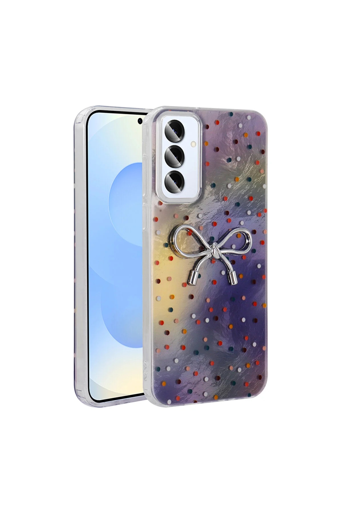 Samsung Galaxy S25 FE Uyumlu Kılıf Kamera Koruma Çıkıntılı Kurdele Taşlı Tasarımlı Kapak
