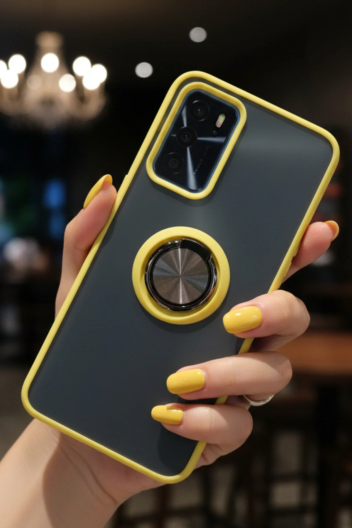 Oppo A16 İçin Kamera Korumalı Yüzüklü Kılıf - Leke Tutmaz Mat ve Dayanıklı Yapı