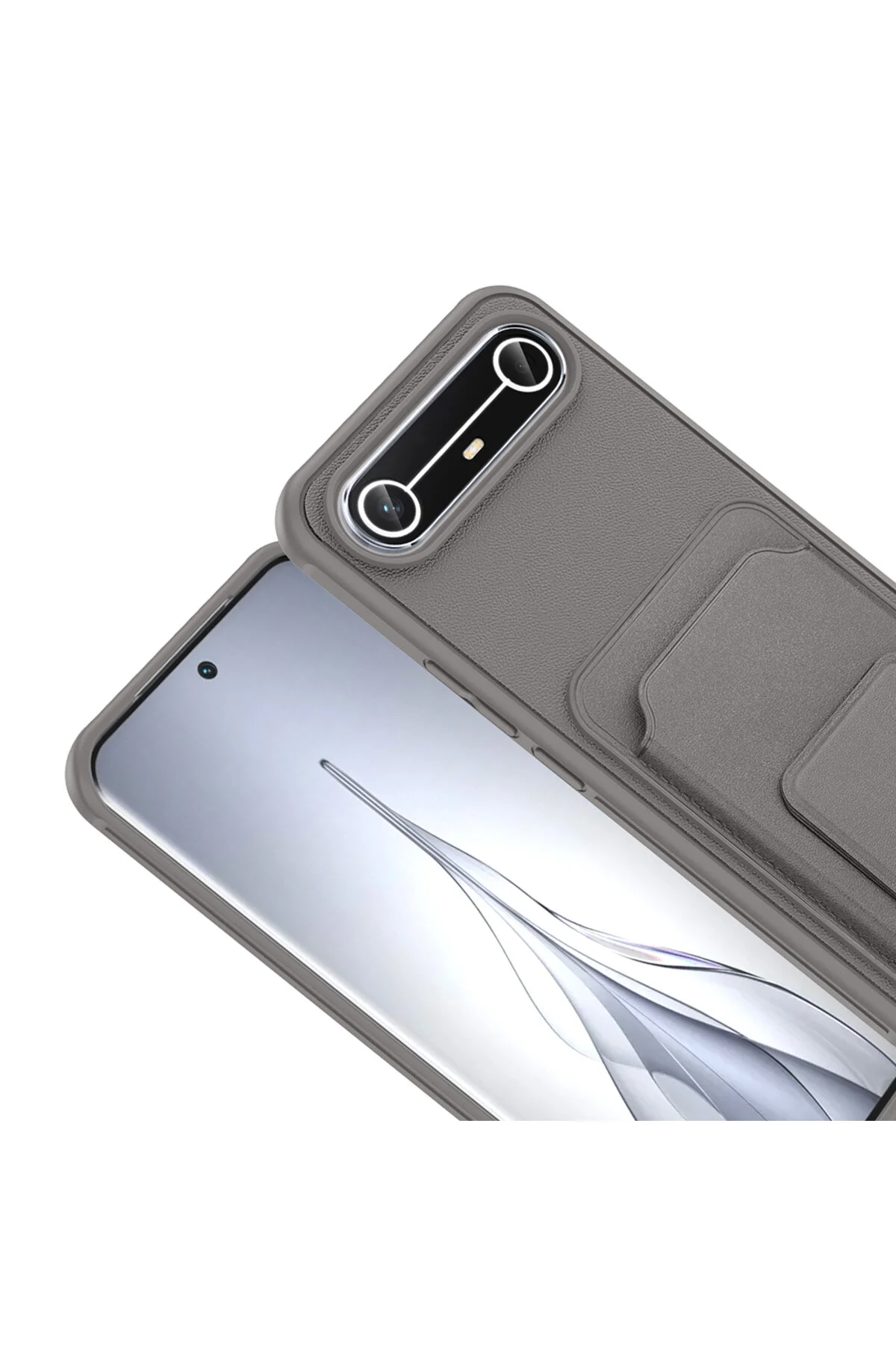 Tecno Spark Slim 5G İçin Uyumlu TPU Korumalı Kart Bölmeli Deri Dokulu Kılıf