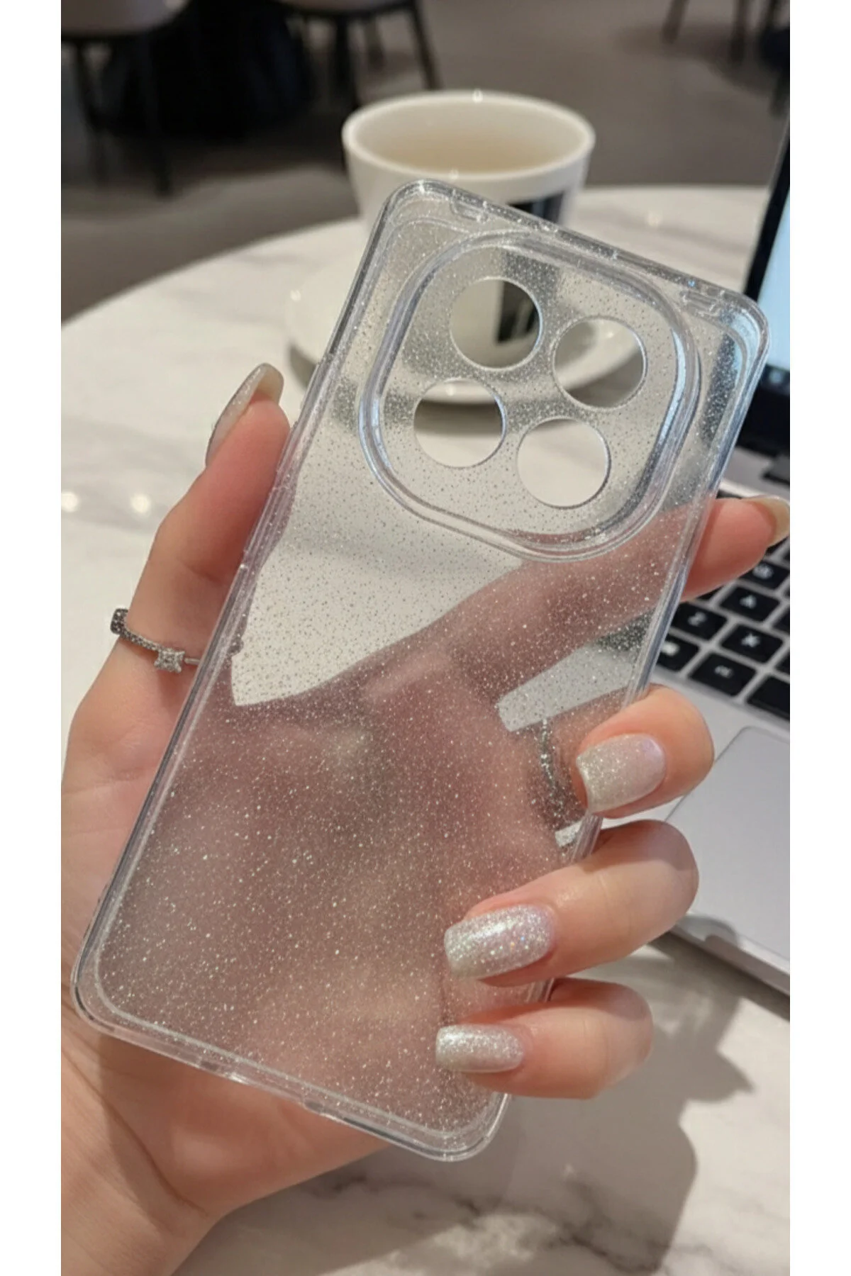 Xiaomi Redmi Note 14 Pro İçin Uyumlu Premium Simli Şeffaf Koruyucu Arka Kapak