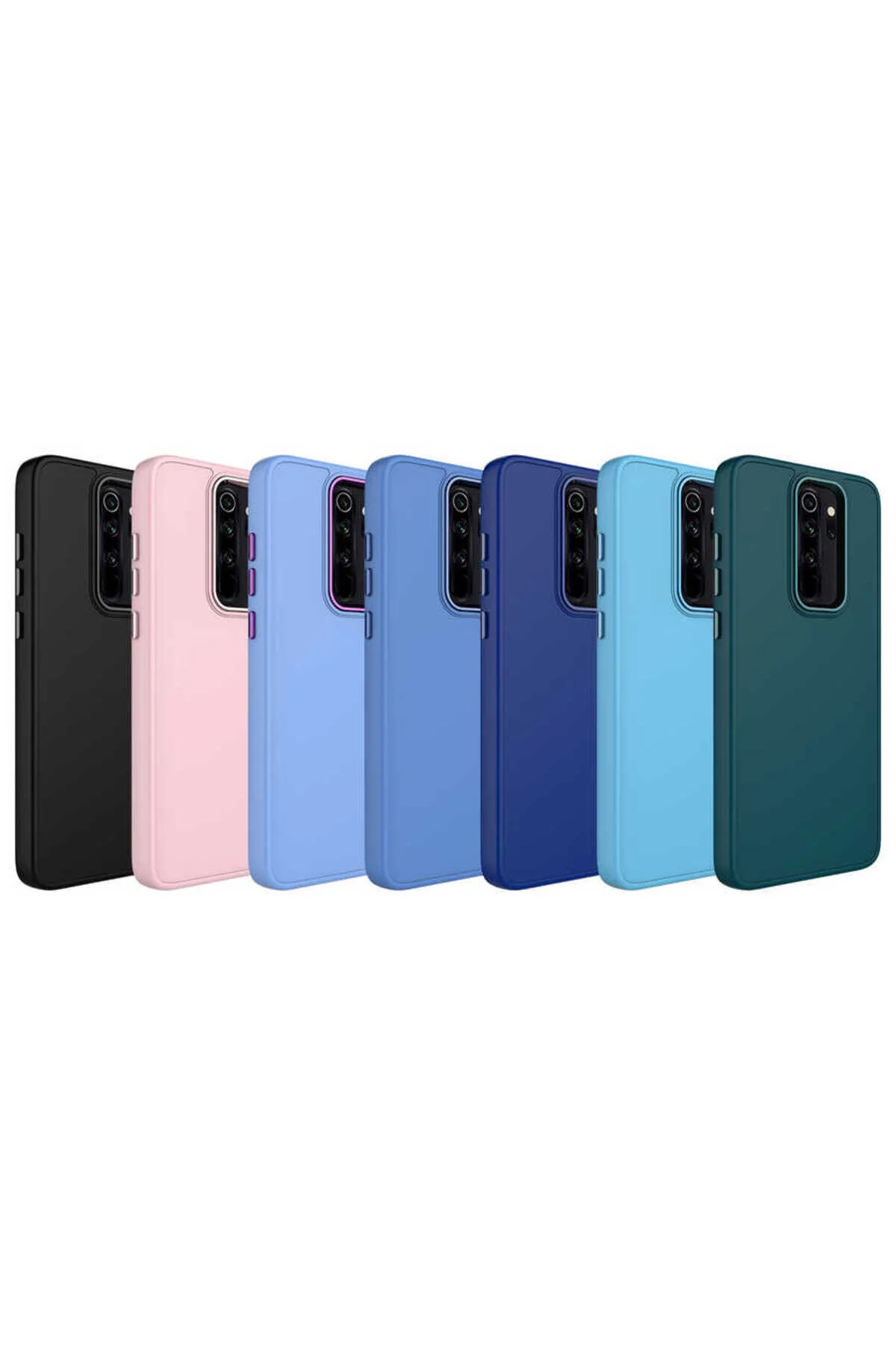 Redmi Note 8 Pro İçin Uyumlu Metal Çerçeve ve Buton Tasarımlı Silikon Kılıf