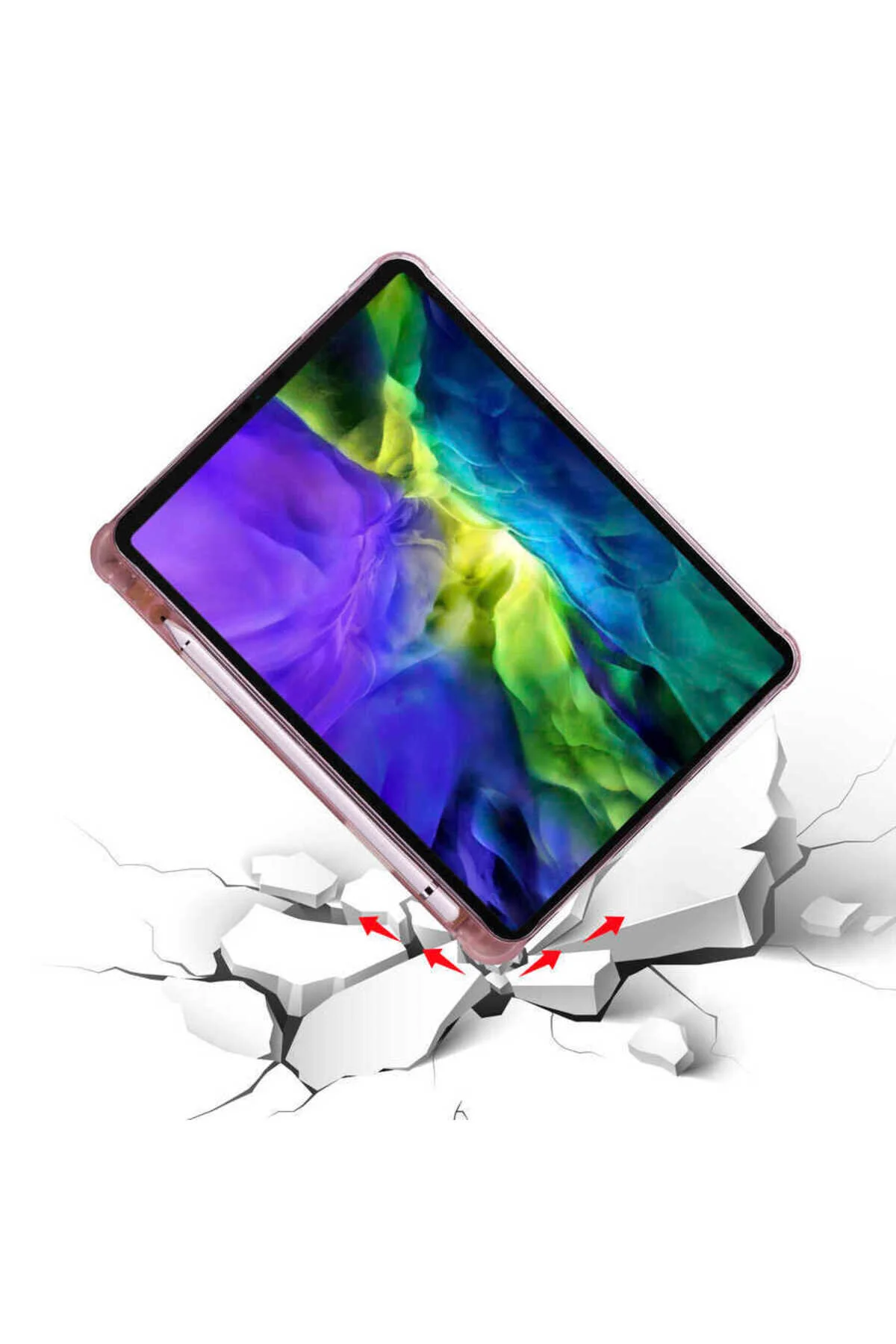 iPad Air 10.9 2020 (4.Nesil) İçin Uyumlu Kalem Bölmeli Stand Olabilen Smart Tablet Kılıfı
