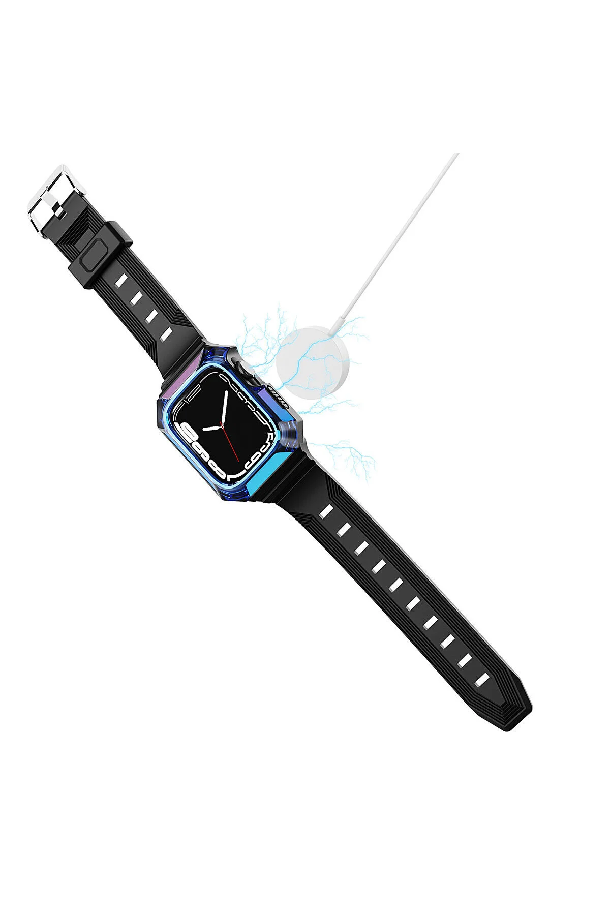 Watch 7 41mm İçin Uyumlu Sert PC Kasa Koruyuculu Silikon Kordon